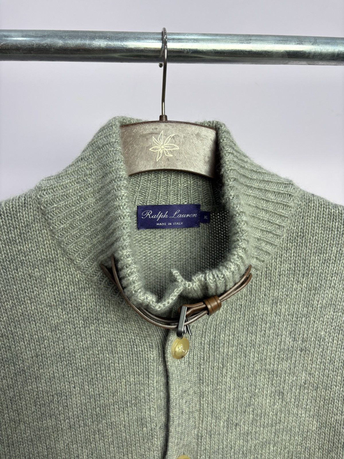Ralph Lauren Purple Label Ralph Lauren Purple Label Cashmere Leather Cardigan Sweater Size US XL / EU 56 / 4 - 2 Thumbnail