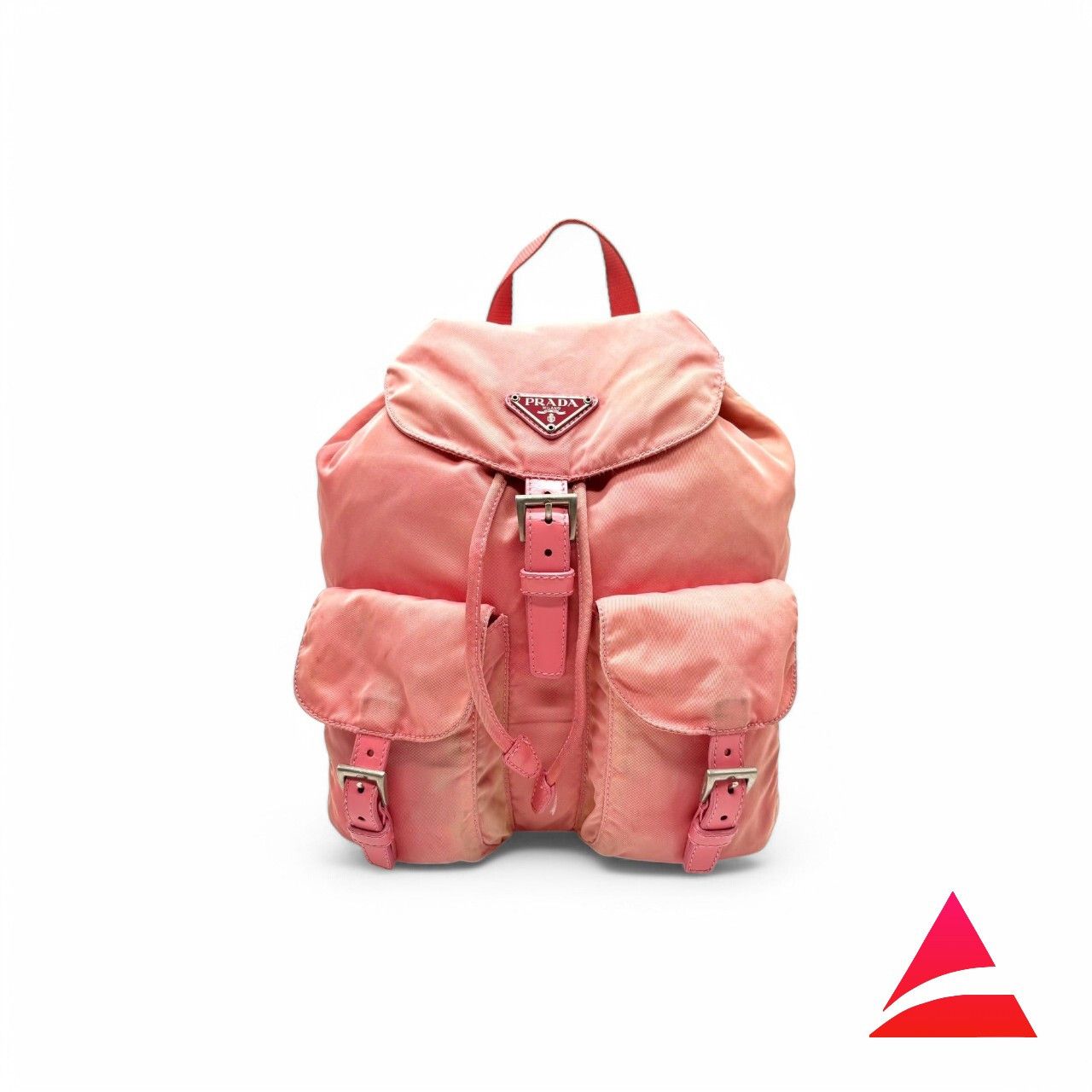Prada - Pink Nylon Backpack Rucksack Triangle Logo Plate