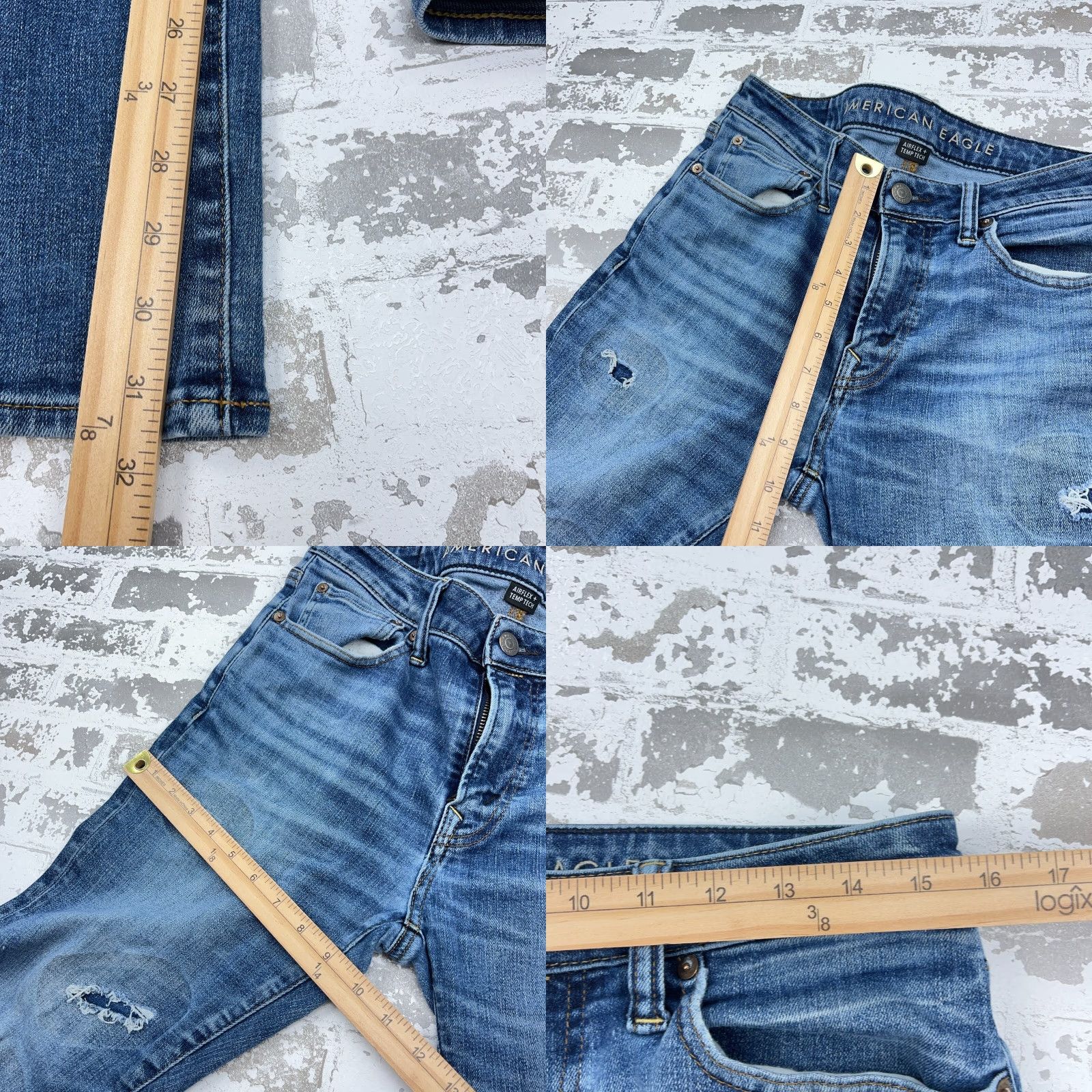 American Eagle Outfitters American Eagle Outfitters Jeans Men 31x34 Athletic Skinny Fit Blue 5-Pocket Distressed Ripped Size US 31 - 8 Thumbnail