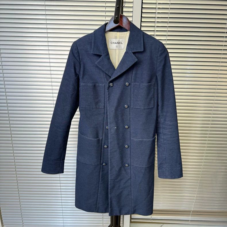 Chanel Chanel Blue long double-breasted denim blue coat Size XS / US 0-2 / IT 36-38 - 1 Thumbnail
