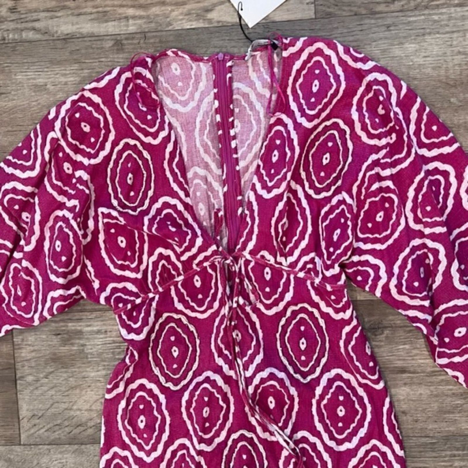 Zara ZARA Fuchsia Printed V Neck Mini Dress NWT Size S / US 4 / IT 40 - 20 Thumbnail