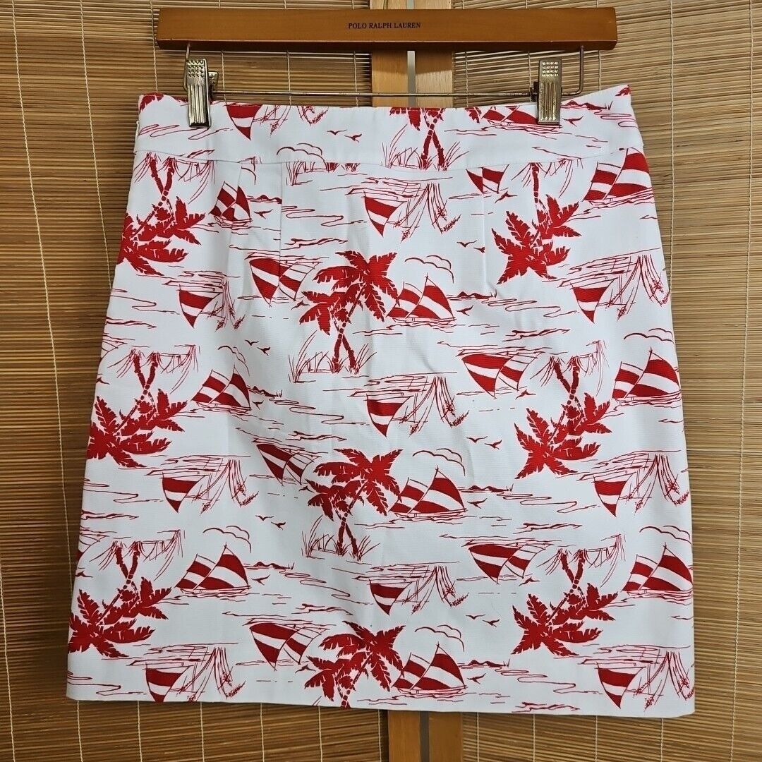 Talbots Talbots Nautical Sailboat Pencil Skirt Womens 2 Red White Co Size 26" / US 2 / IT 38 - 1 Thumbnail