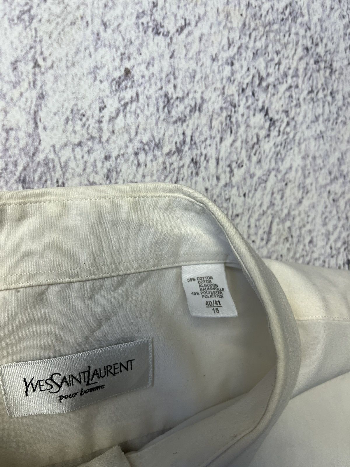 Yves Saint Laurent Shirt Yves Saint Lauren Vintage Mini Logo Button Up White Size US M / EU 48-50 / 2 - 16 Thumbnail