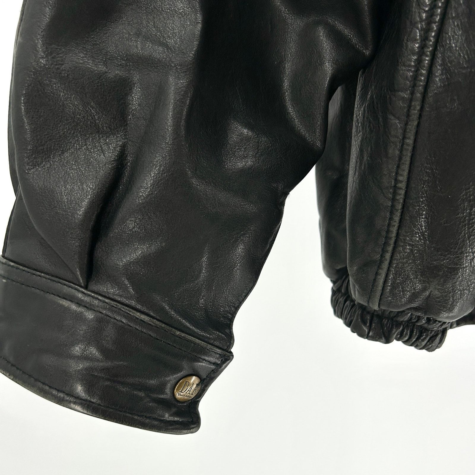 Vintage 90s DAF David Fahren Black Leather Hooded Bomber Jacket Size US L / EU 52-54 / 3 - 5 Thumbnail