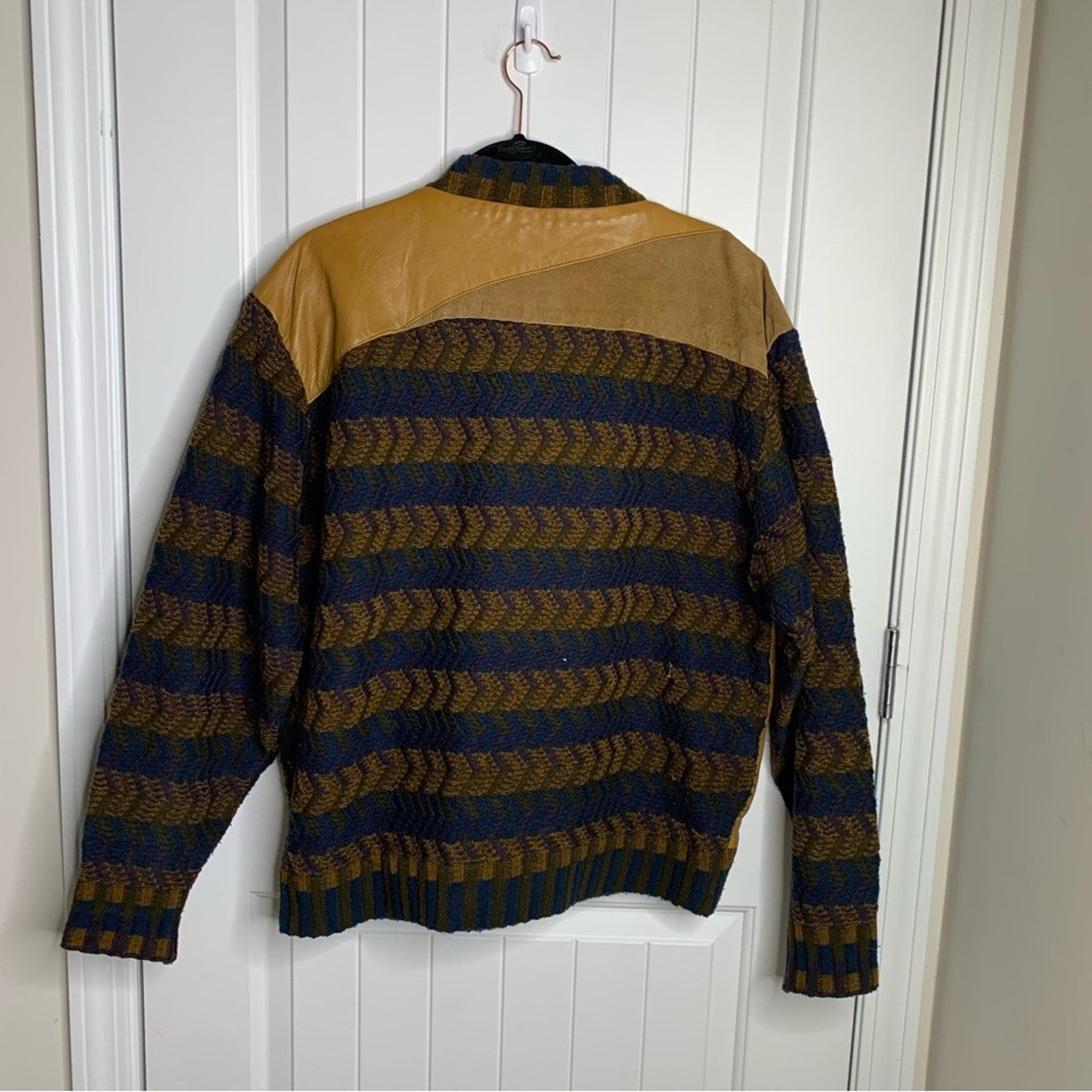 Vintage Vintage tan leather knit sleeves sweater size medium grandpa Size US M / EU 48-50 / 2 - 3 Thumbnail