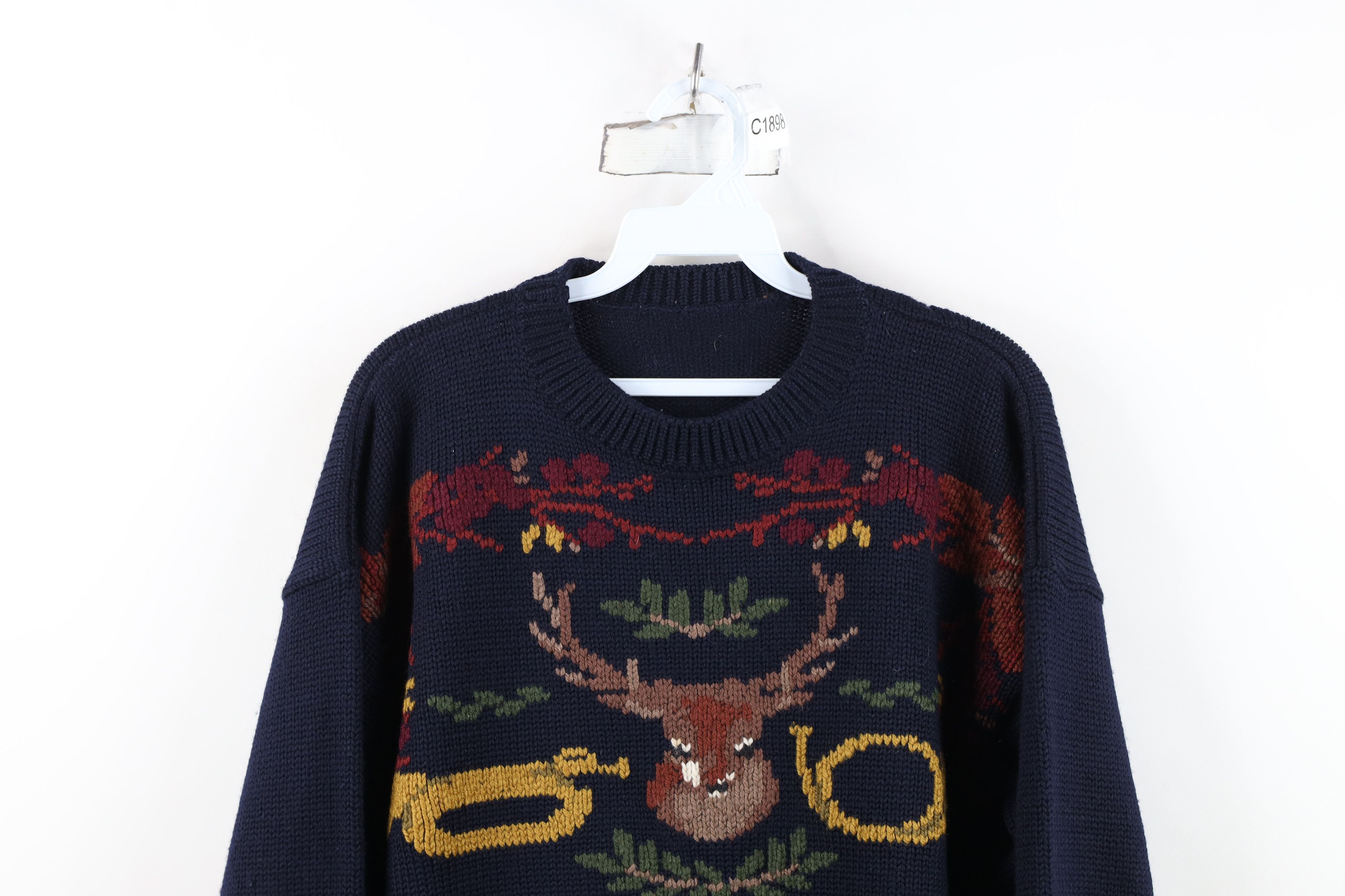 Vintage Vintage 70s Streetwear Needlepoint Animal Knit Sweater Size L / US 10 / IT 46 - 2 Thumbnail