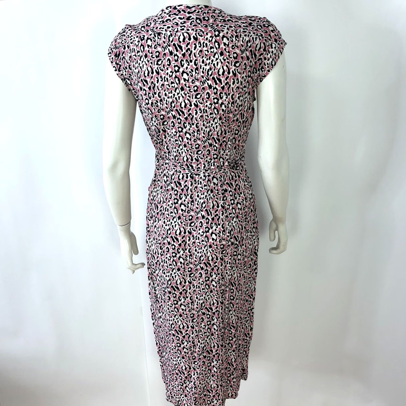 J.Crew J.Crew XSP XS Petite Faux Wrap V-Neck Cap Sleeve Midi Animal Printed Dress Black Size XS / US 0-2 / IT 36-38 - 4 Thumbnail