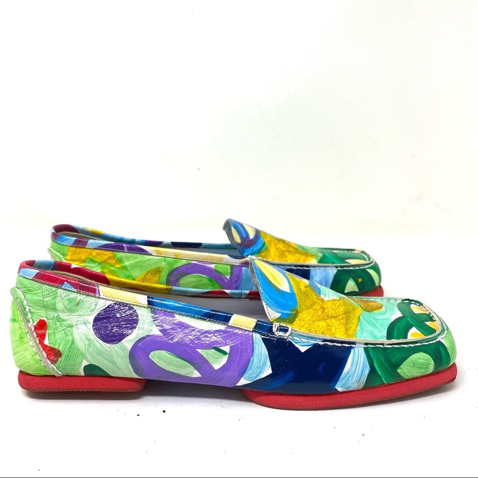 Other New Andrea Pfister multicolor painted square toe loafers 38 Size US 8 / IT 38 - 4 Thumbnail