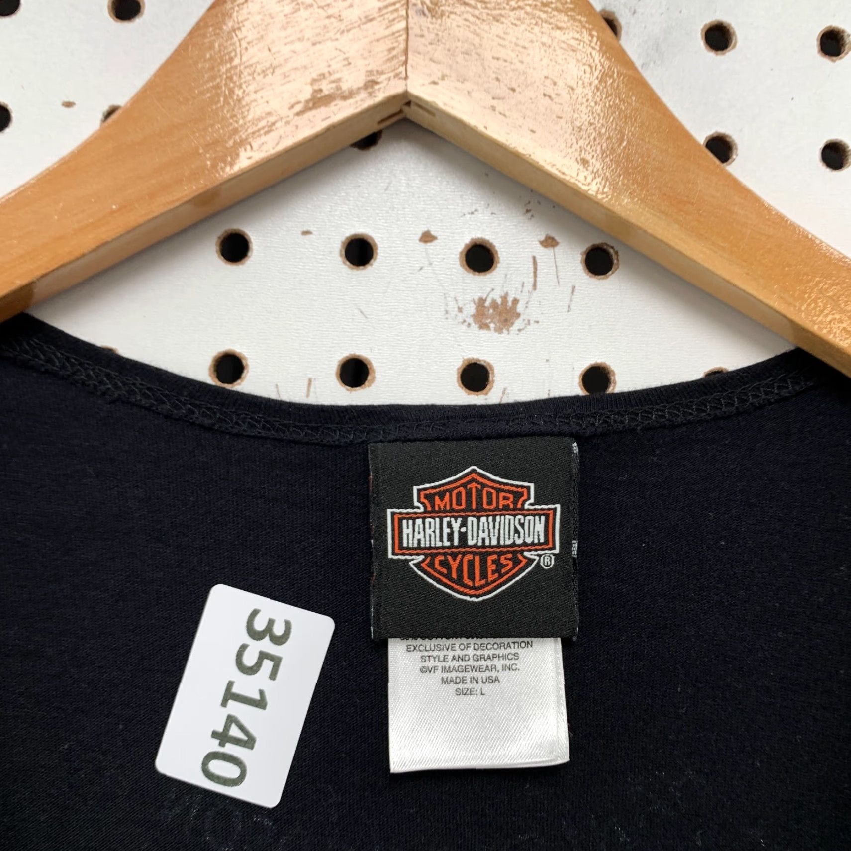 Harley Davidson Harley-Davidson Womens Large Motorcycle Top Black Gray Striped Long Sleeve T-Shirt 16x26 Size L / US 10 / IT 46 - 7 Thumbnail