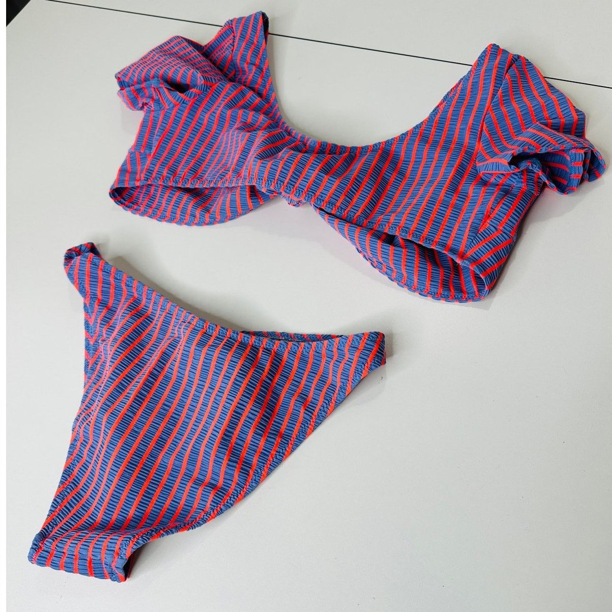 Solid & Striped Solid & Striped Lilac & Orange Striped Front Tie Bikini M Size M / US 6-8 / IT 42-44 - 8 Thumbnail