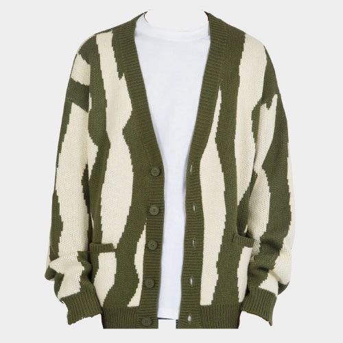 MNML MNML Zebra Cardigan in green/ white/cream/tan Size US M / EU 48-50 / 2 - 1 Thumbnail