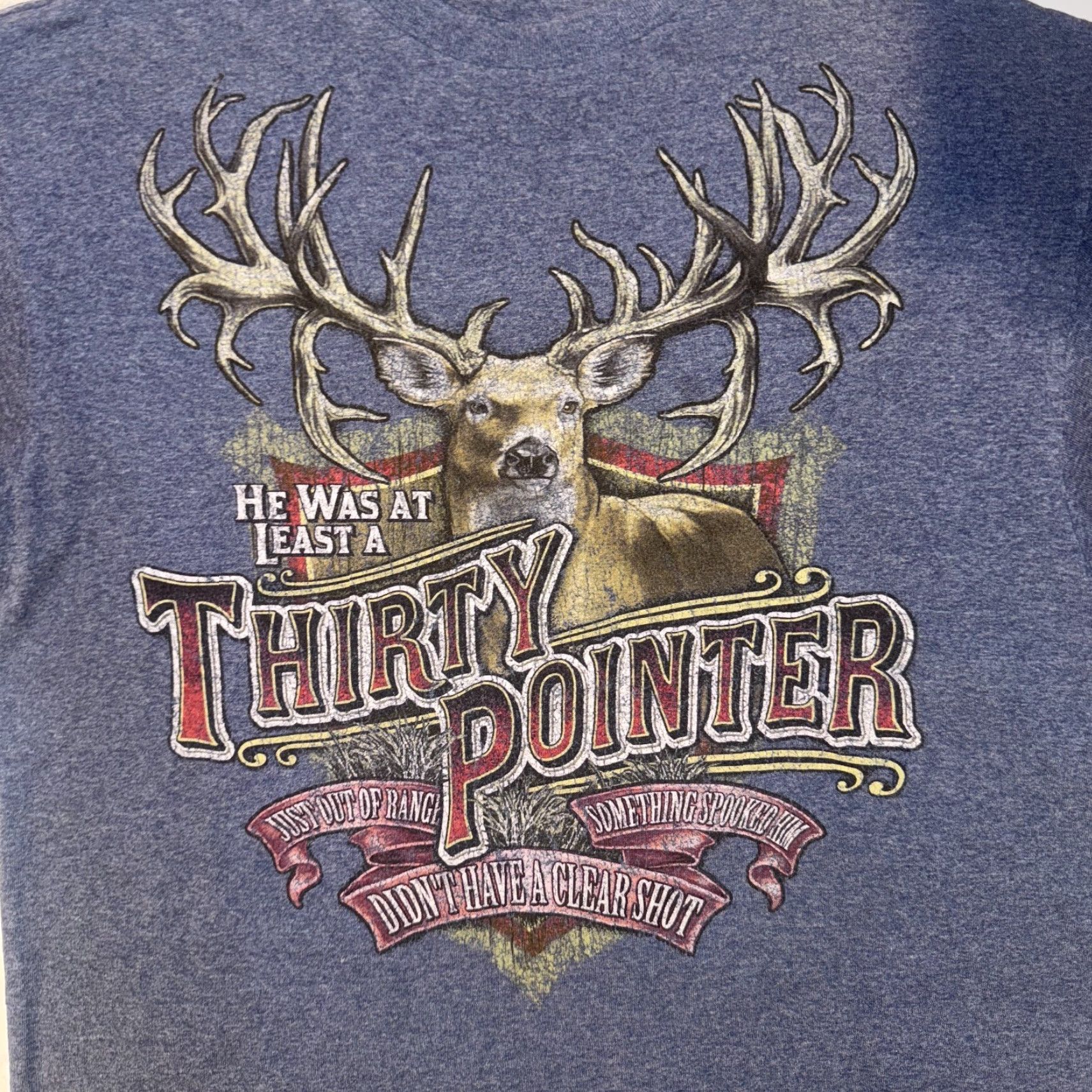 Gildan Gildan T-Shirt Mens 2XL Blue Crew Neck Short Sleeve Funny Redneck Hunting Humor Tshirt Logo 30 Pointer Vintage No Size US XXL / EU 58 / 5 - 2 Thumbnail