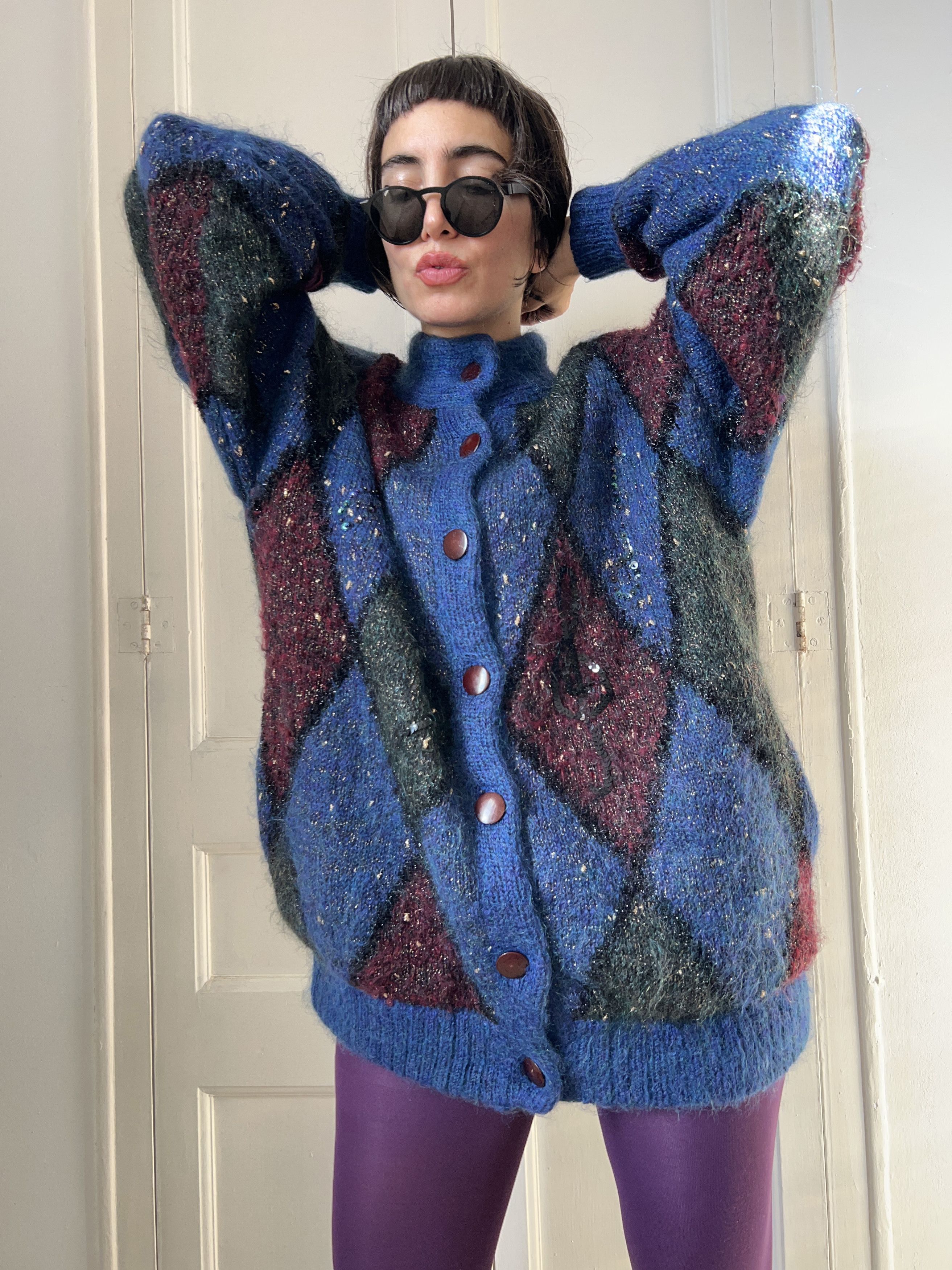 Vintage Vintage Mohair Harlequin Cardigan Size M / US 6-8 / IT 42-44 - 4 Thumbnail
