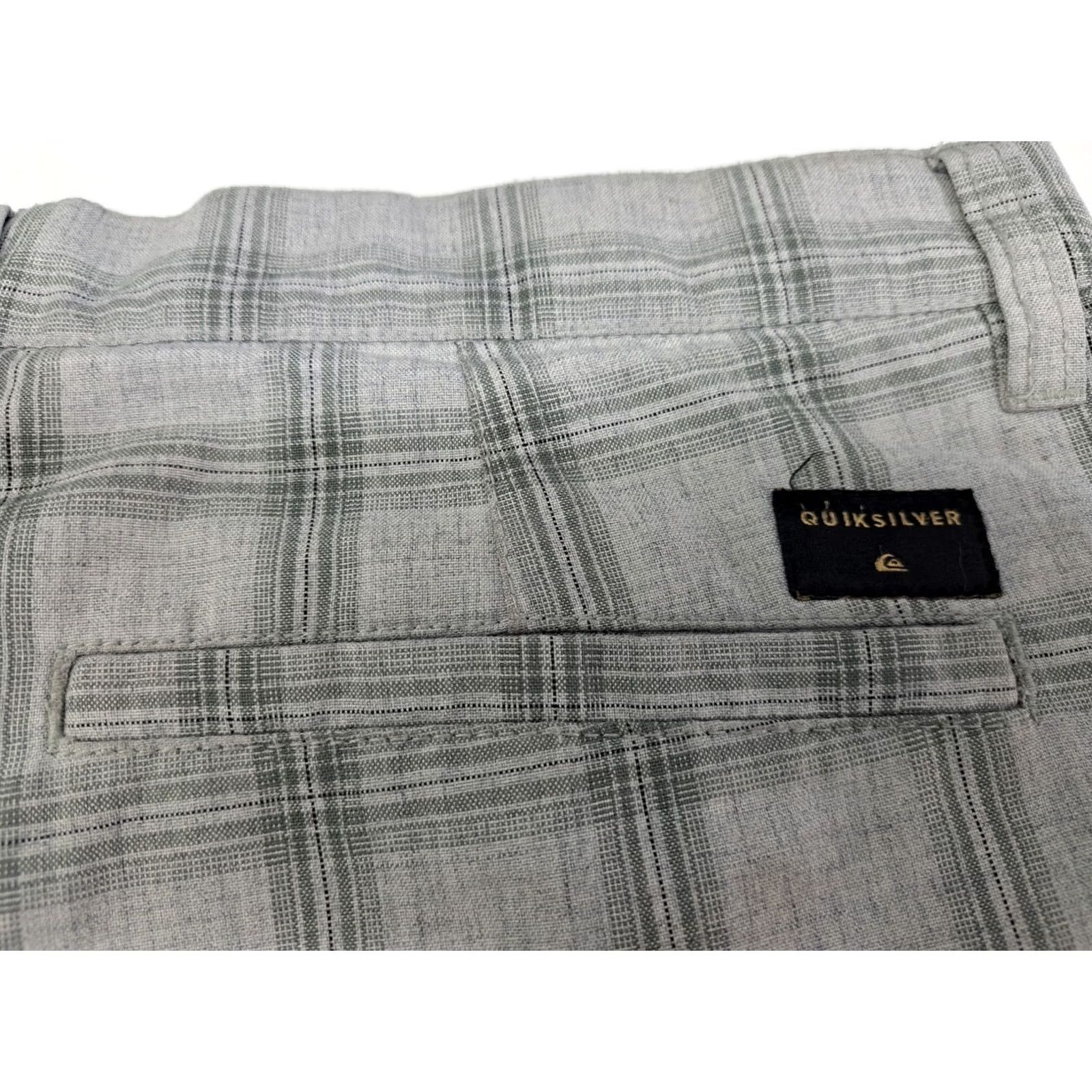 Vintage Quiksilver Shorts Chino Regular Mens 32 Grey Striped Logo Embroidered Pocket 9in Inseam Canvas Button Fly Size US 32 / EU 48 - 6 Thumbnail
