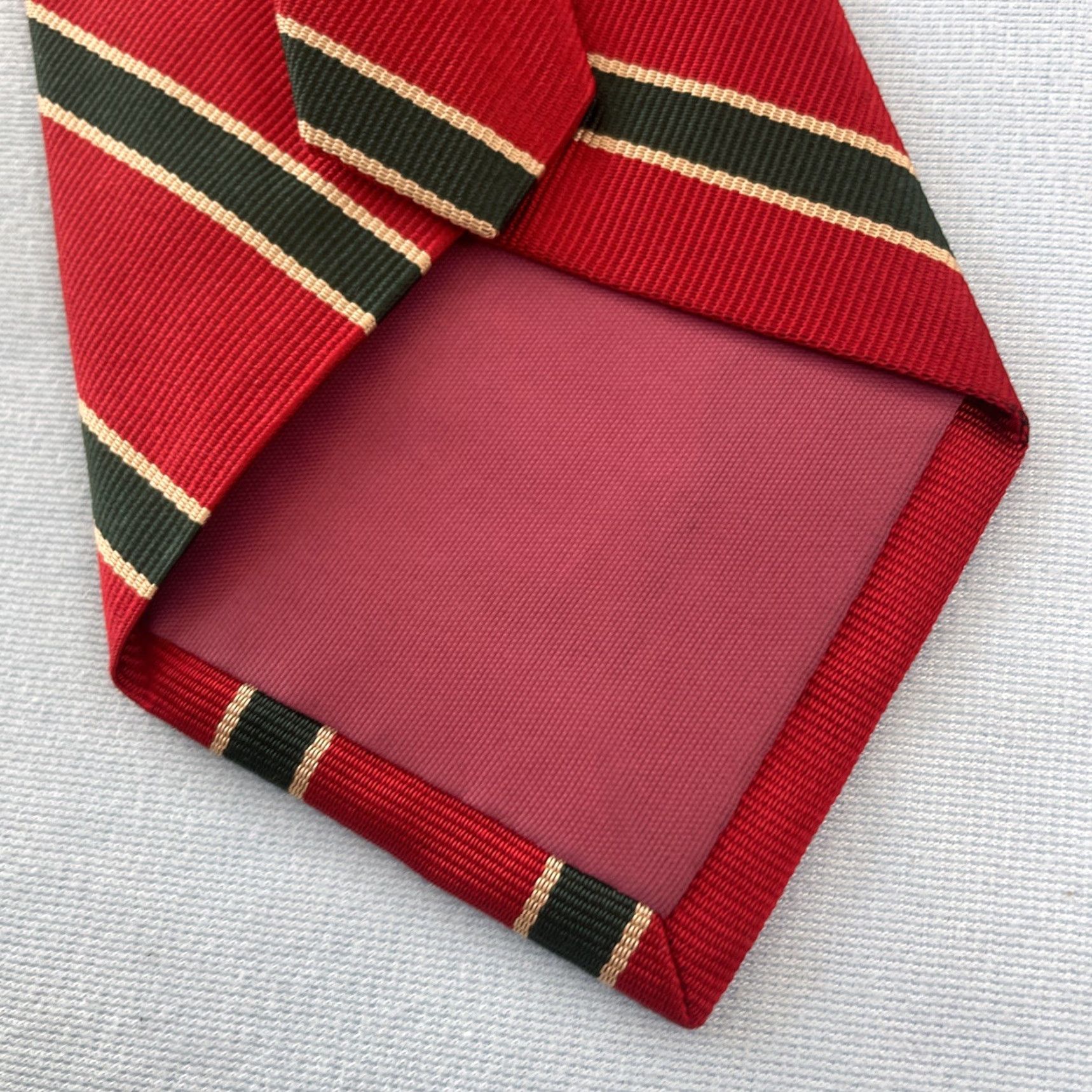 Vintage Aras Tie Repp Stripe Geometric Western Red Green Vintage 80s Necktie Exec 4x58 Size ONE SIZE - 4 Thumbnail