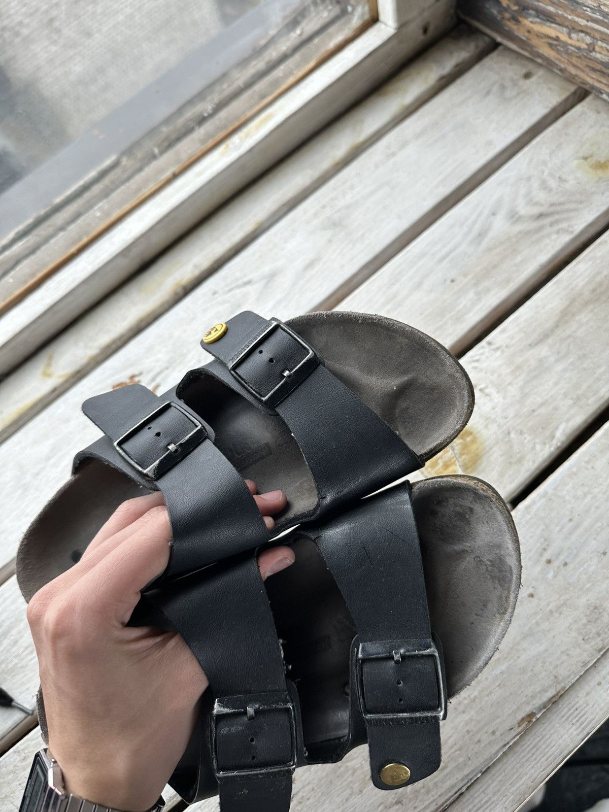 Birkenstock 🚨Vintage Birkenstock 38 black Luxe Sandals rare slides Size US 5.5 / EU 38 - 13 Thumbnail