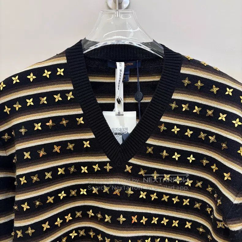 Louis Vuitton Louis Vuitton Black and Brown Striped Star Sweater Size S / US 4 / IT 40 - 3 Thumbnail