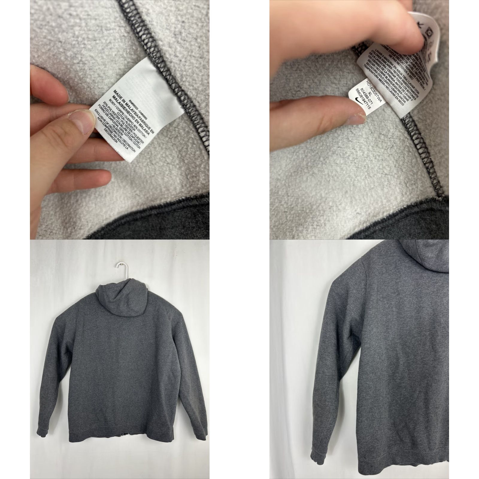 Nike Nike Sportswear Club Fleece Hoodie Jacket Men XL Gray Charcoal Logo Zipper Full Zip Hooded Pockets Athletic Shirt? Size US XL / EU 56 / 4 - 9 Thumbnail