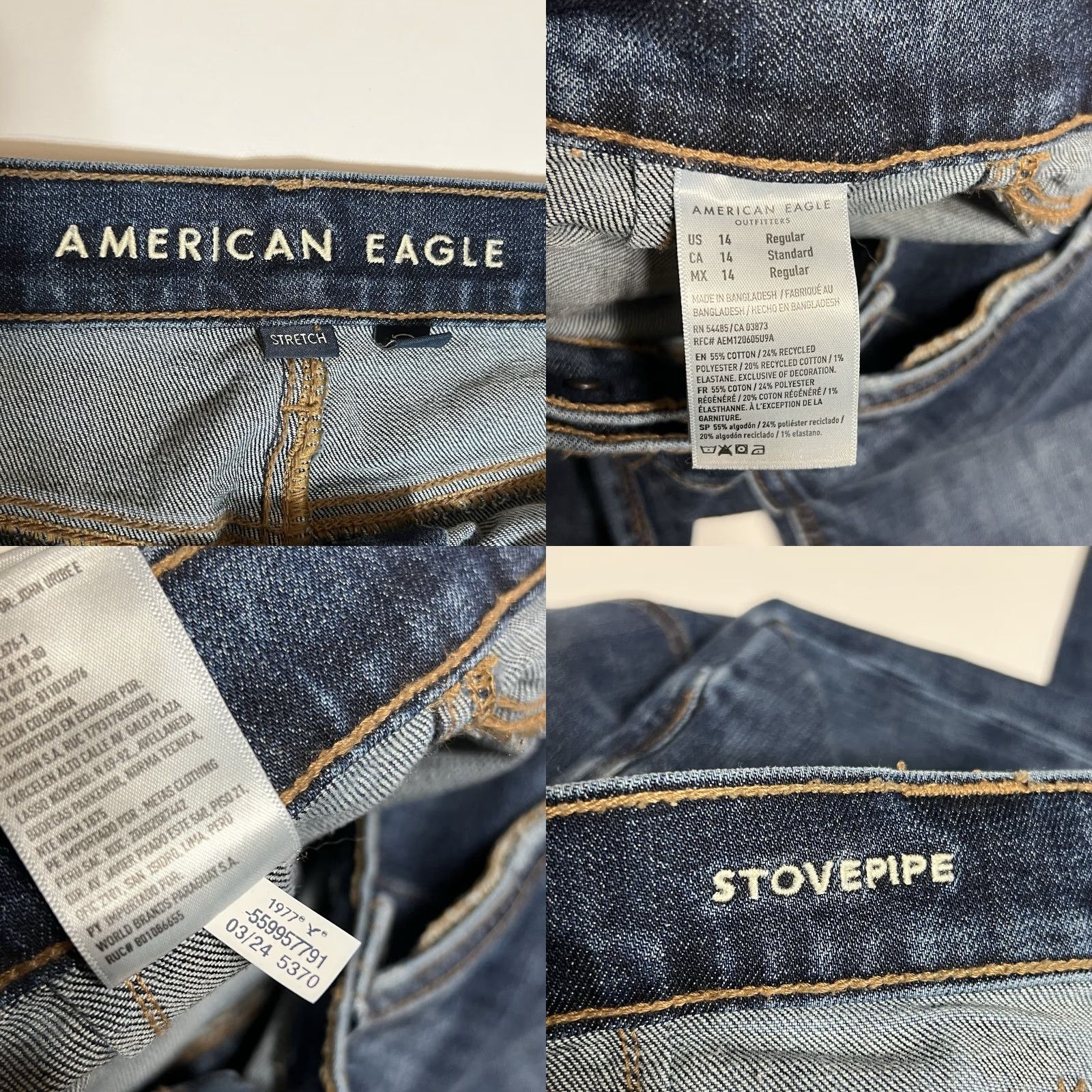 American Eagle Outfitters American Eagle Jeans Womens 14 Reg Blue Stovepipe Wide-Leg Denim Stretch 5-Pocket High Rise Vintage Theme Relaxed 90s Logo Boys Womens Mens Size 25" / US 0 / IT 36 - 8 Thumbnail