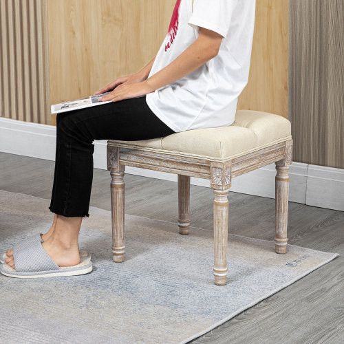 Designer × Homemade HOMCOM 16" Vintage Ottoman, Tufted Foot Stool with Upholster Size US L / EU 52-54 / 3 - 7 Thumbnail