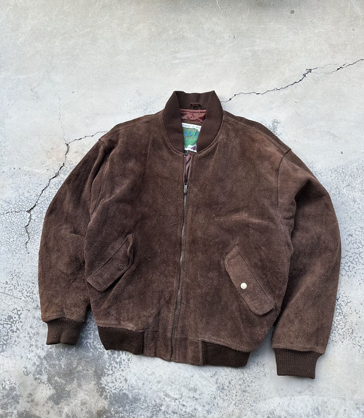 Vintage Vintage Brown Suede Leather Bomber Jacket Size US L / EU 52-54 / 3 - 2 Thumbnail