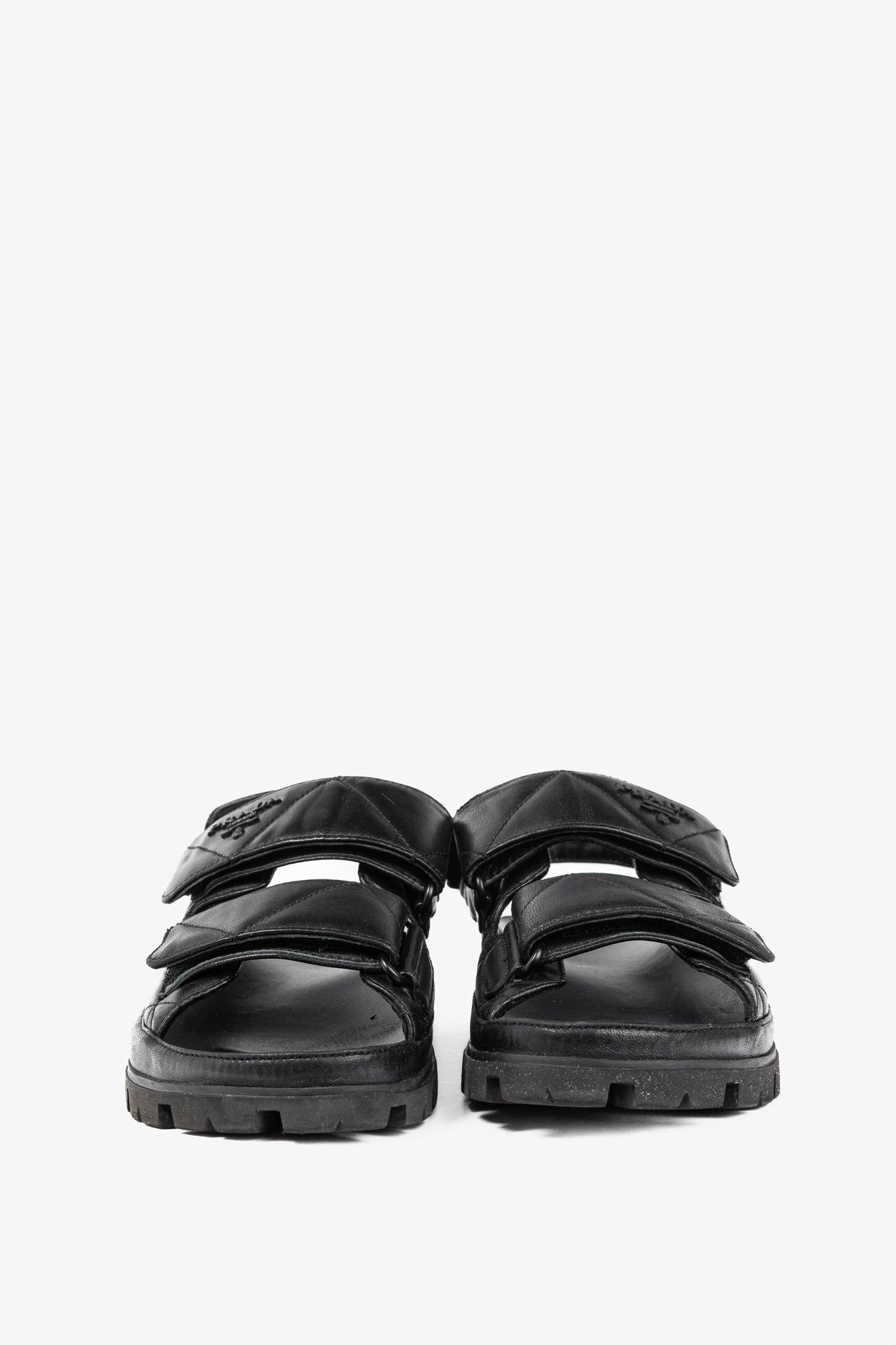 Prada Prada Black Quilted Lamb Leather Sandals Size US 5.5 / IT 35.5 - 3 Thumbnail