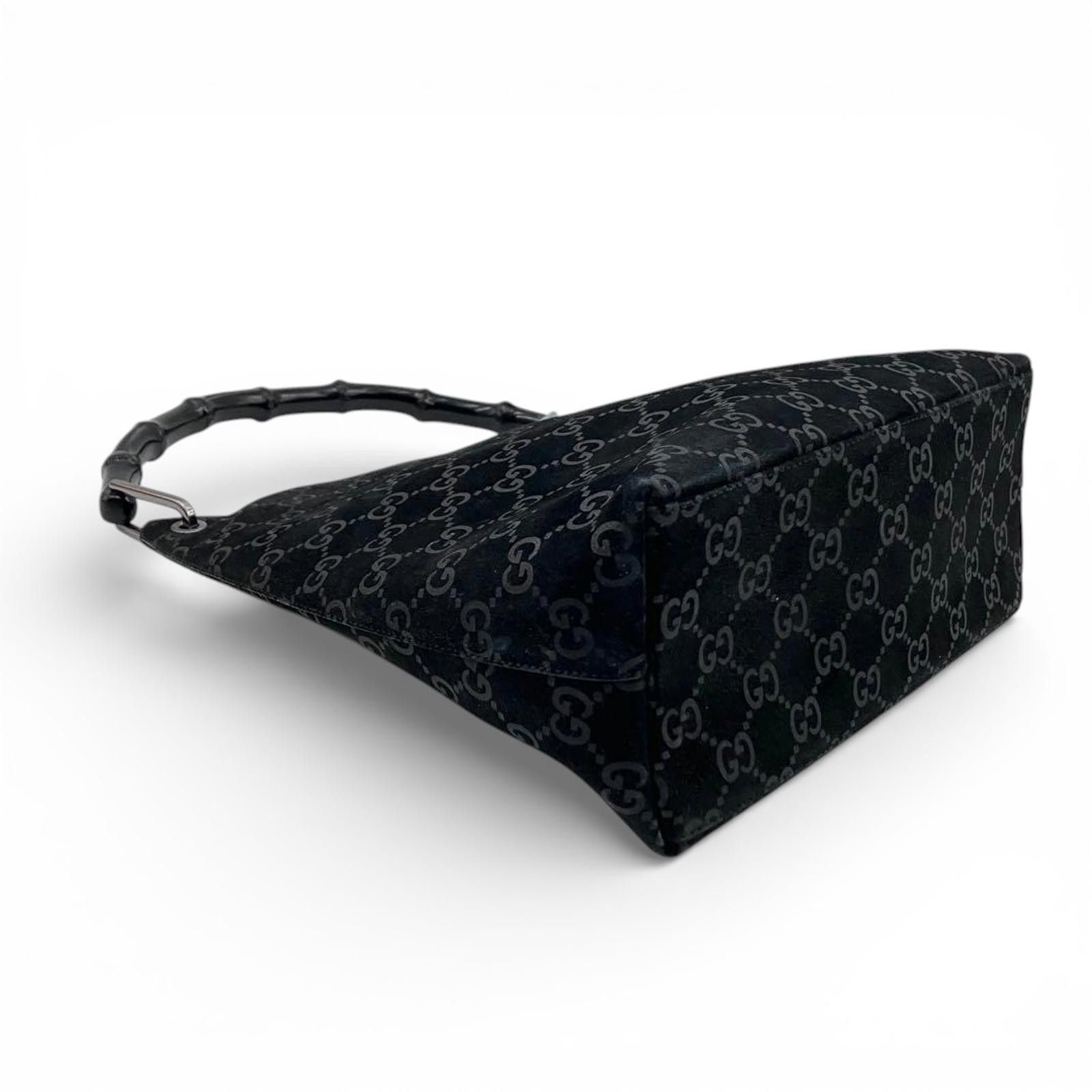 Gucci Gucci - Black GG Canvas Bamboo Handle Shoulder Bag Size ONE SIZE - 4 Thumbnail