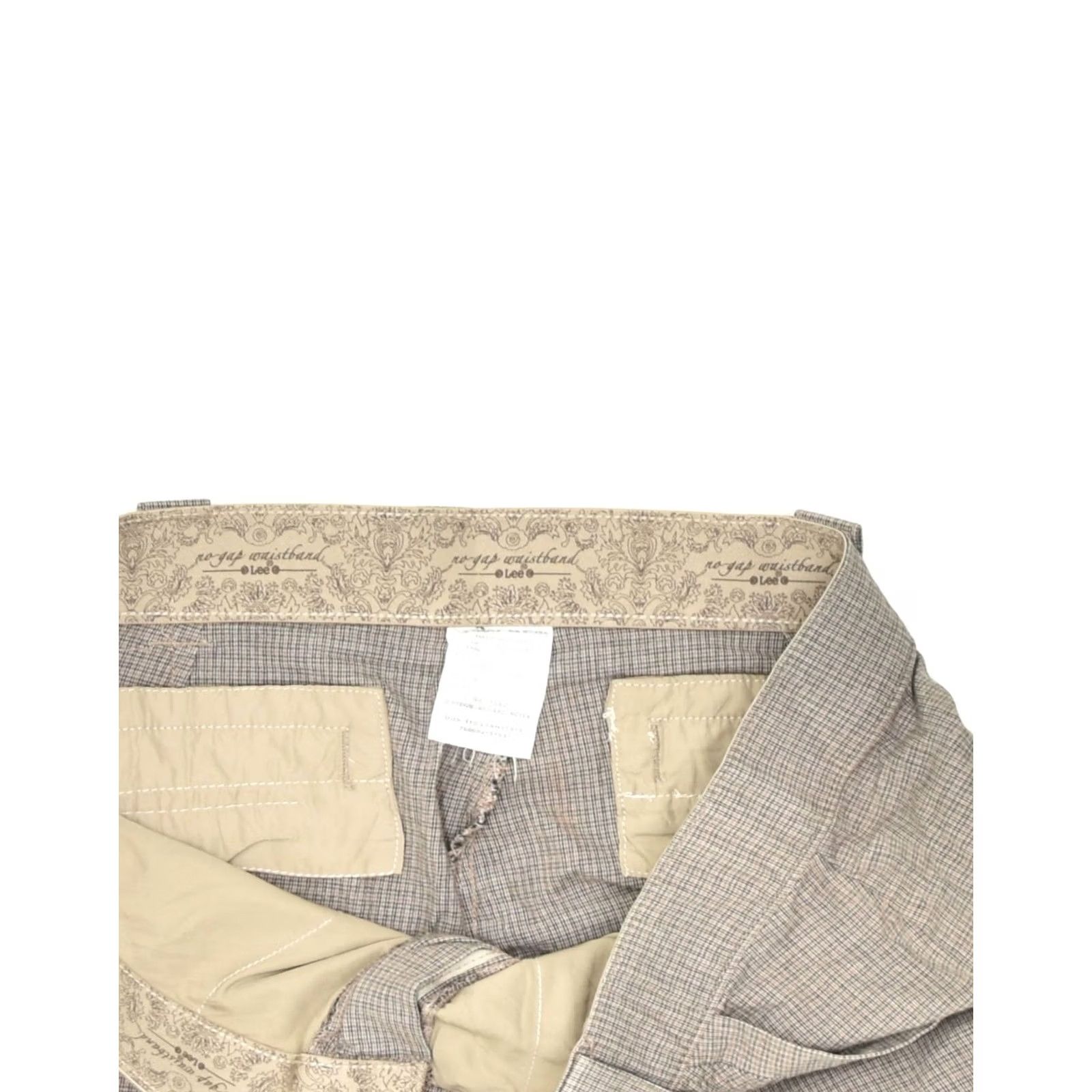 Lee LEE Trousers Womens W40 L30 Beige Check Cotton Straight Casual QA07 Size 27" / US 4 / IT 40 - 3 Thumbnail