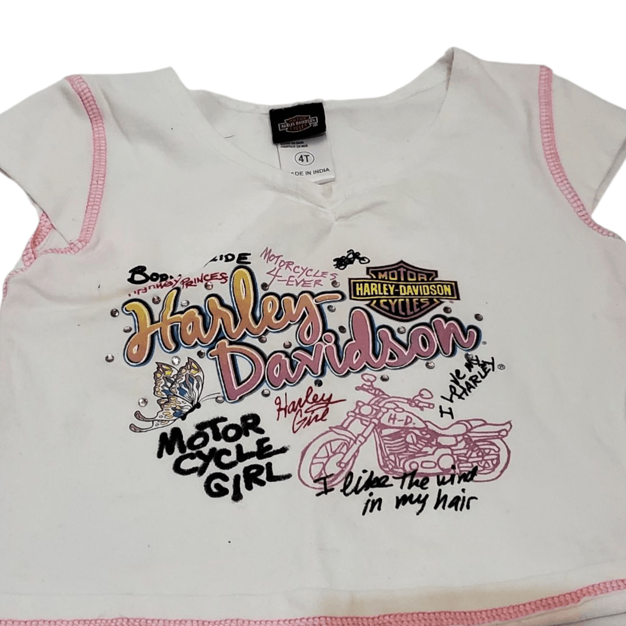 Harley Davidson Y2K Harley Davidson Rhinestone Toddler T-Shirt Size S / US 4 / IT 40 - 2 Thumbnail