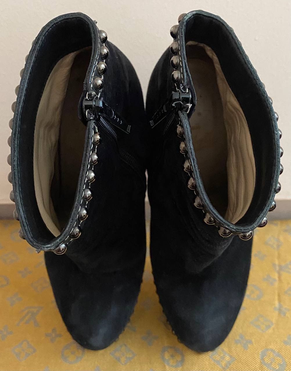 Christian Louboutin Christian Louboutin Black Suede Studded Platform Ankle Boots Size US 7.5 / IT 37.5 - 15 Thumbnail