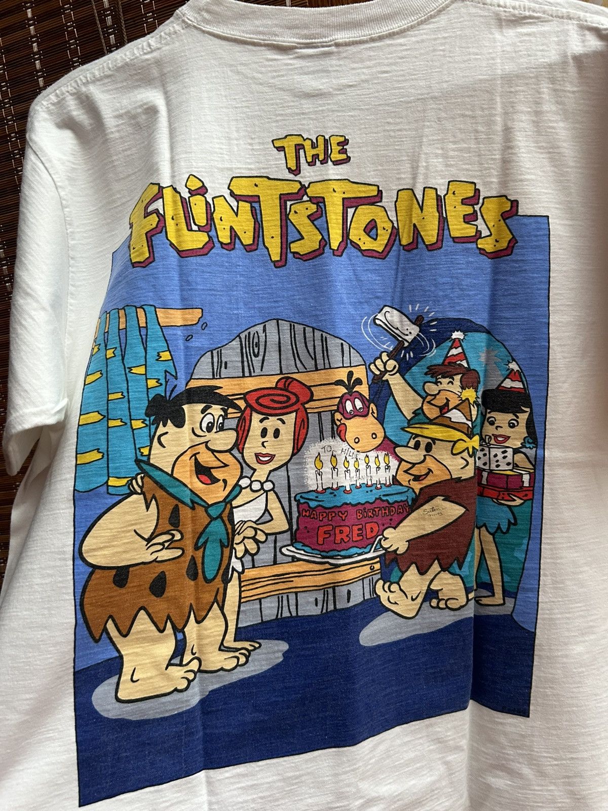 Vintage Vintage 90’s The Flintstones White T-shirt Size US L / EU 52-54 / 3 - 4 Thumbnail