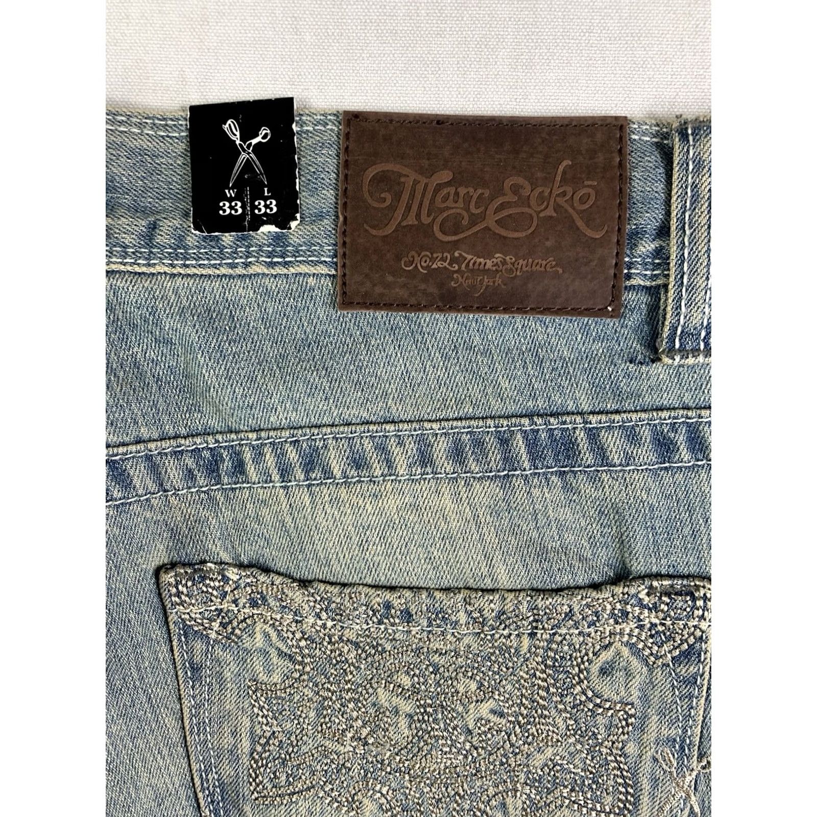 Marcs VINTAGE Marc Ecko Jeans Men's 33x33 Blue Embroidered Y2K Fits 32x32 NWT Size US 33 - 7 Thumbnail