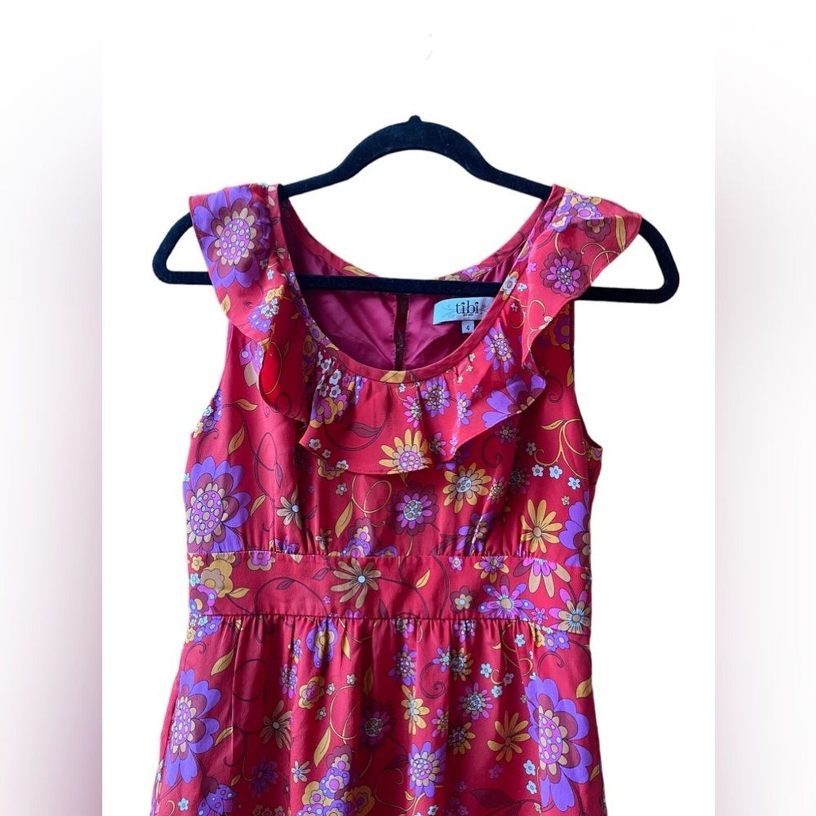 Tibi Tibi New York Floral Silk Ruffle Floral Mini Dress Sz:4 Size S / US 4 / IT 40 - 2 Thumbnail
