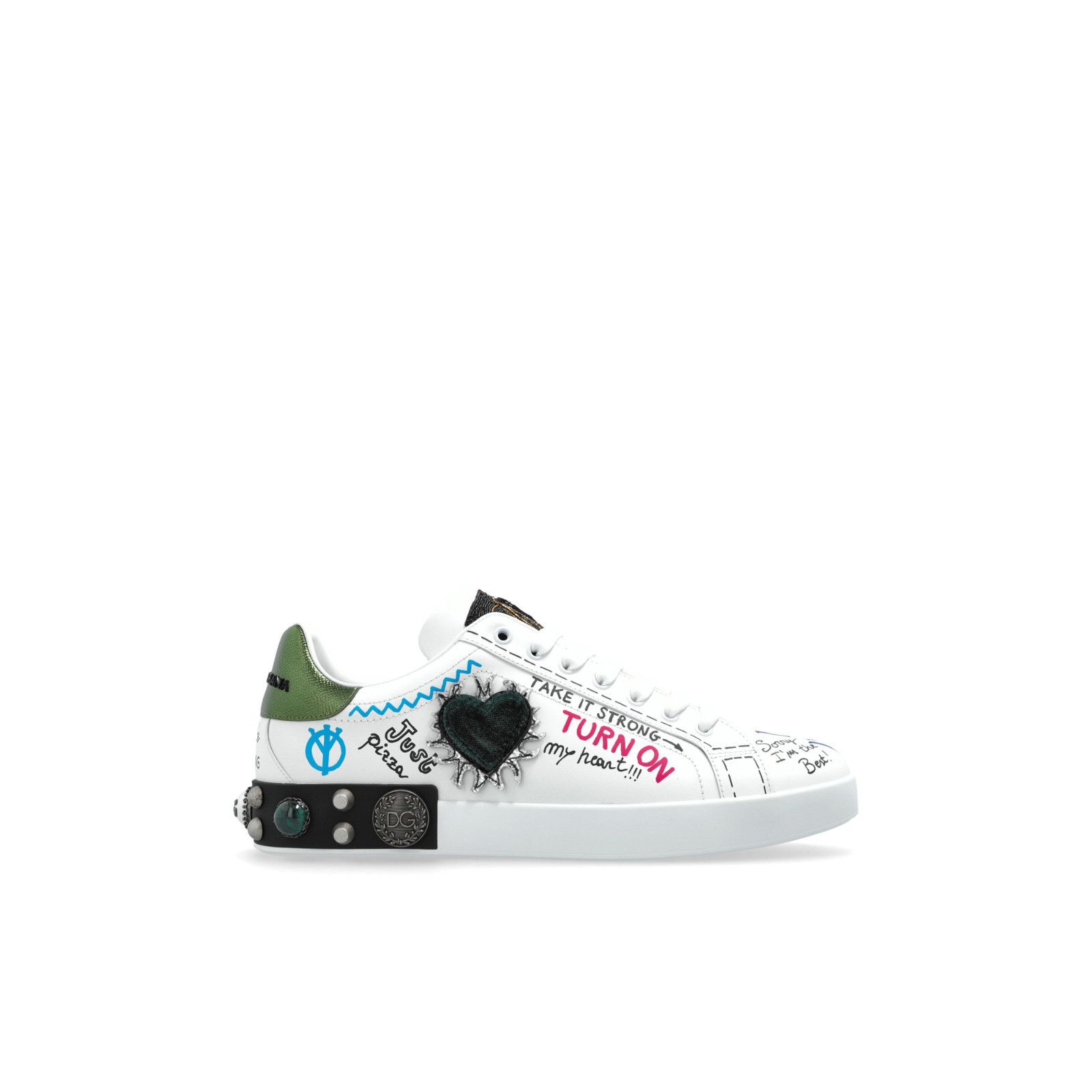 DOLCE&GABBANA Draw White Leather Sports Sneakers New & Authe