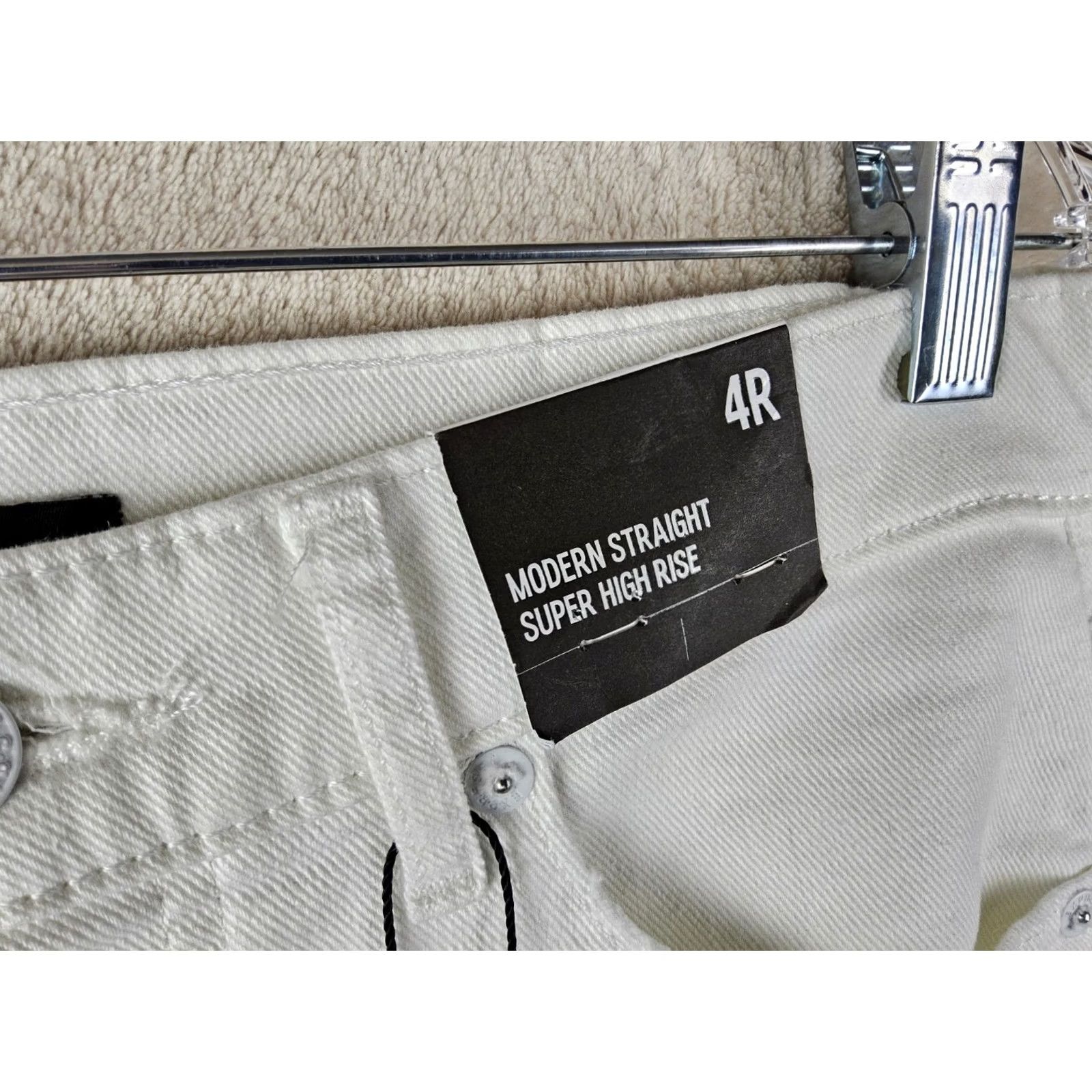 Express Express Women's Jeans Straight Distressed White High Rise 4R Size 27" / US 4 / IT 40 - 4 Thumbnail