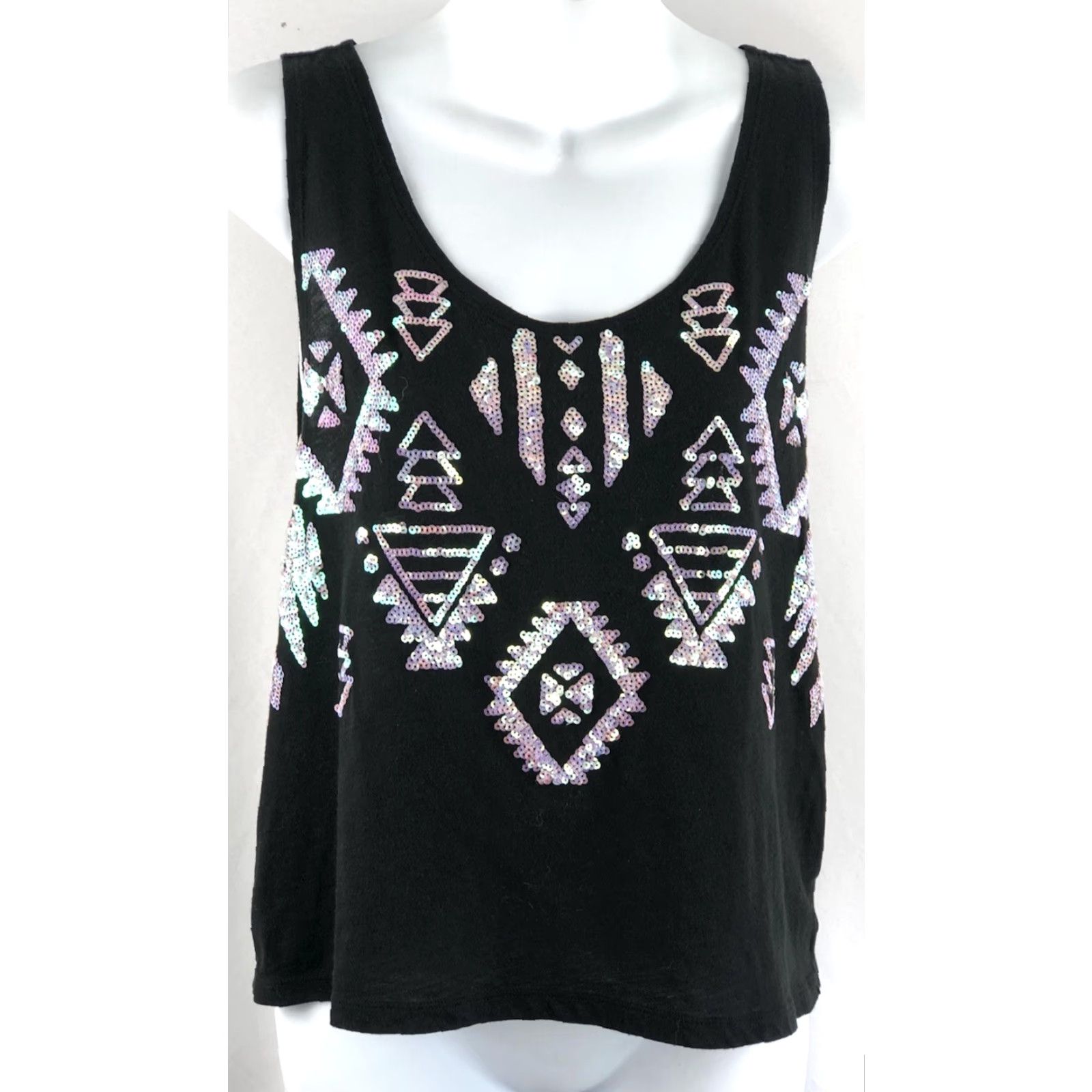 Victoria's Secret Victoria's Secret Pink Sleeveless Crop TankTop M Blk Sequin Scoop Beach Shirt Womens Modern 90s Size M / US 6-8 / IT 42-44 - 2 Thumbnail