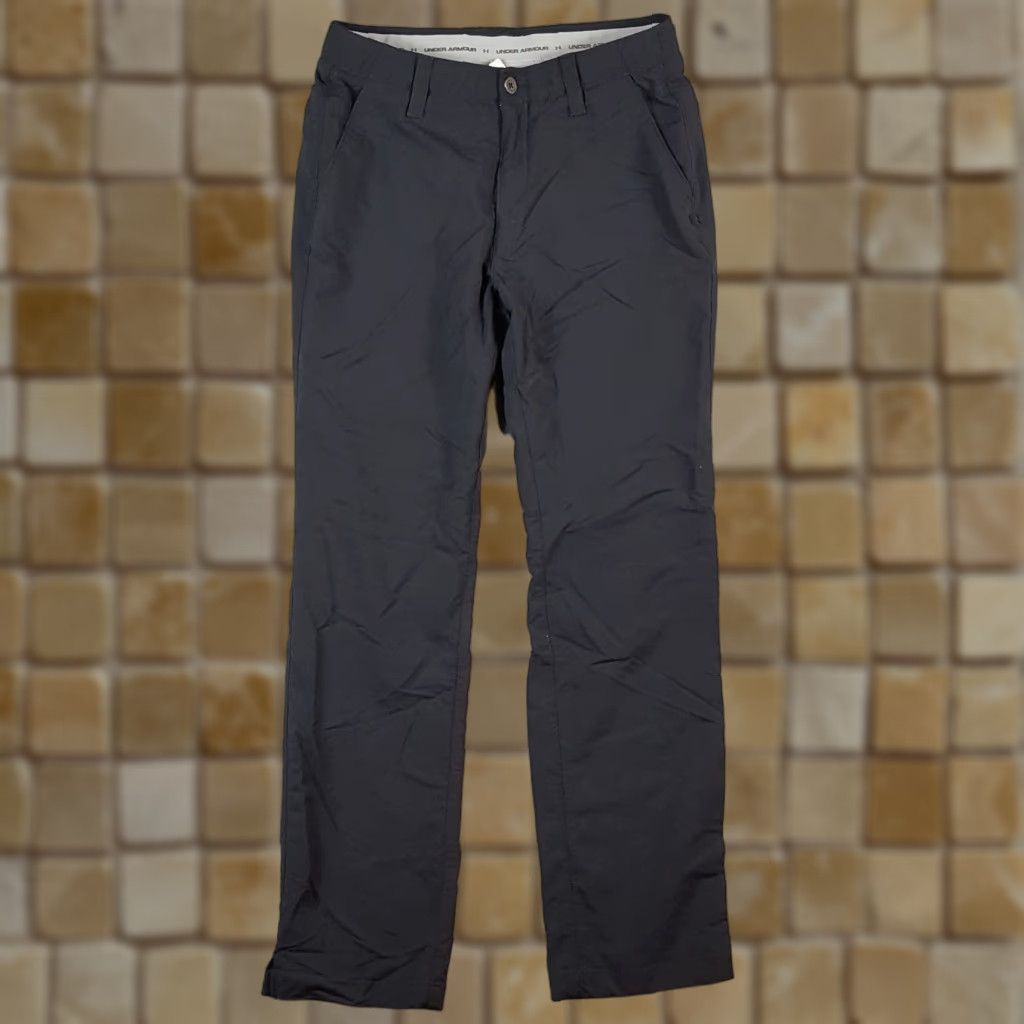 Under Armour VINTAGE Under Amour Athletic Pants Men's 32x32 Black Straight Leg Lightweight Stretch Casual Workwear 90s Y2K Tooling: Pockets, Zipper, Logo, Button Size US 32 / EU 48 - 1 Thumbnail