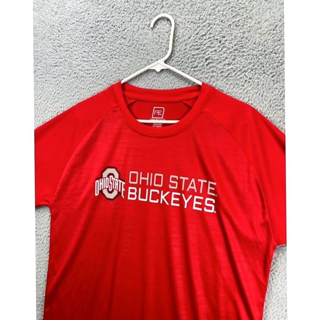Vintage Ohio State Buckeyes T-Shirt Pro Edge Mens Large Red NFL Short Sleeve Crew Neck Polyester Breathable One Solid Vintage No Size US L / EU 52-54 / 3 - 5 Thumbnail