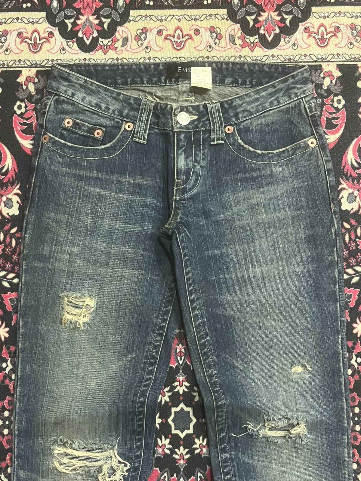 If Six Was Nine Japanese Brand EMS Excite Extreme Distressed Flare Jeans Size 28" / US 6 / IT 42 - 4 Thumbnail