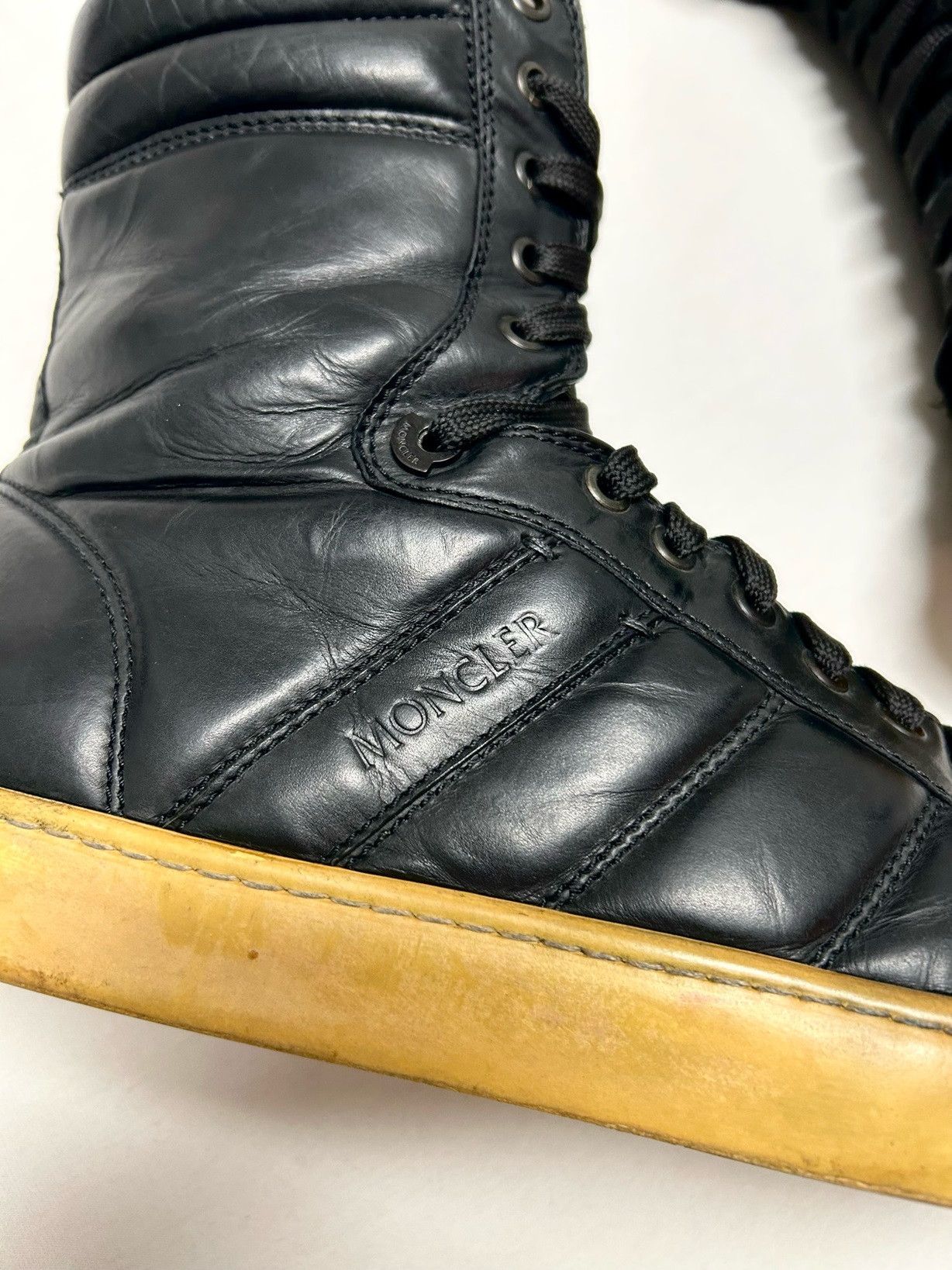 Moncler Moncler 2011 Leather High-Top Sneakers Size US 10 / EU 43 - 2 Thumbnail