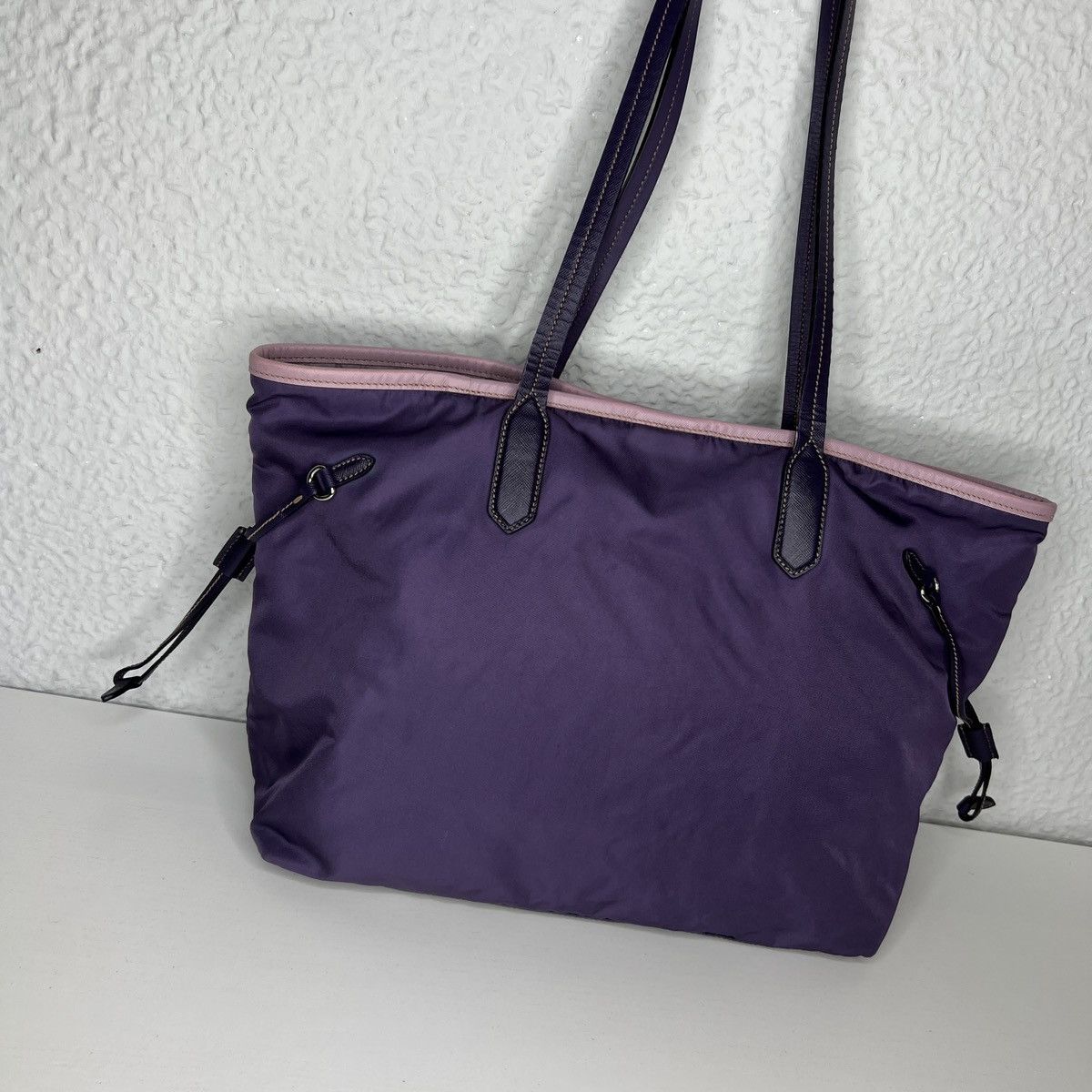 Prada Prada Milano Shoulder Tote Shopper Bag Re-Nylon Purple Logo Size ONE SIZE - 5 Thumbnail