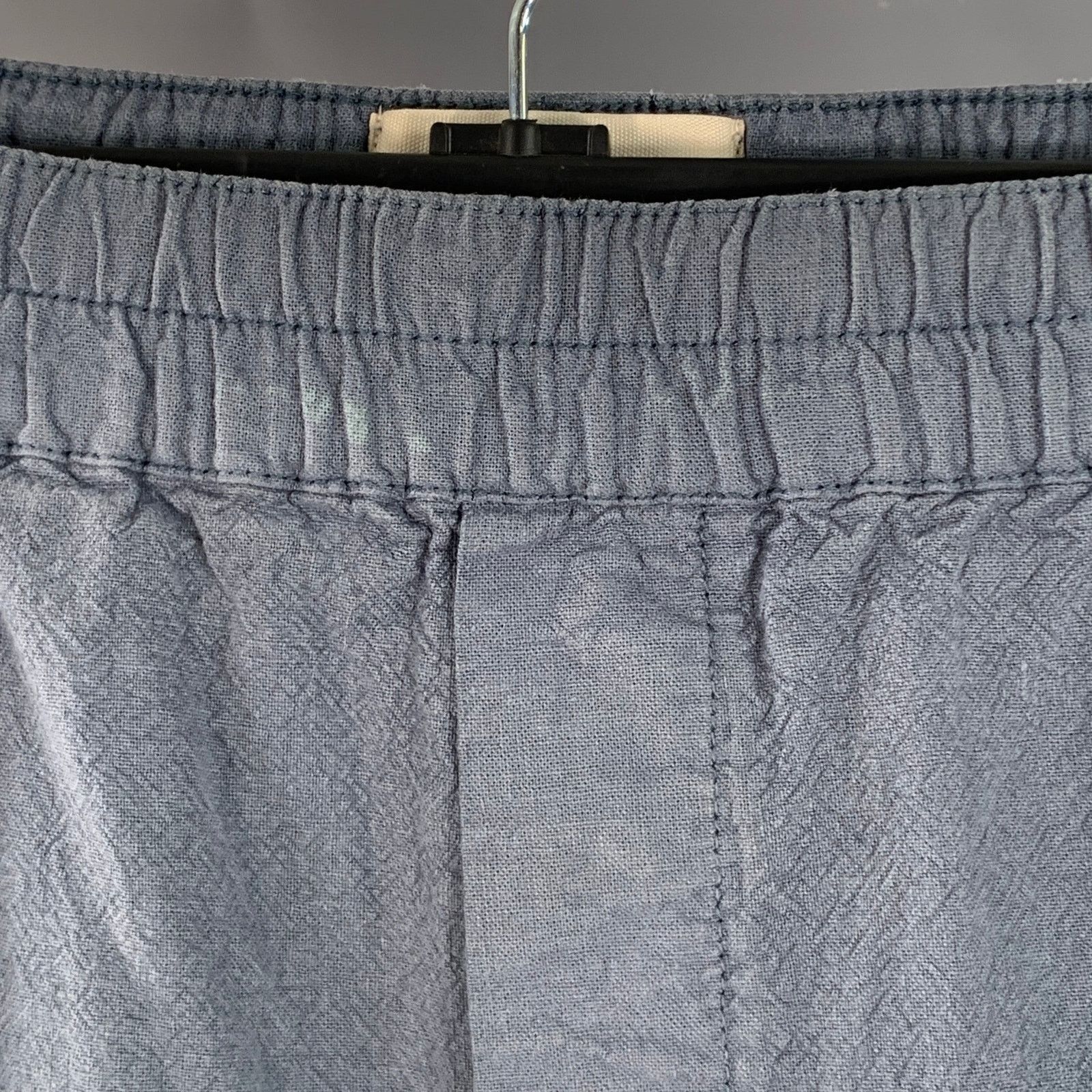 Folk Blue Grey Linen Cotton Tapered Drawstring Casual Pants Size US 32 / EU 48 - 3 Thumbnail