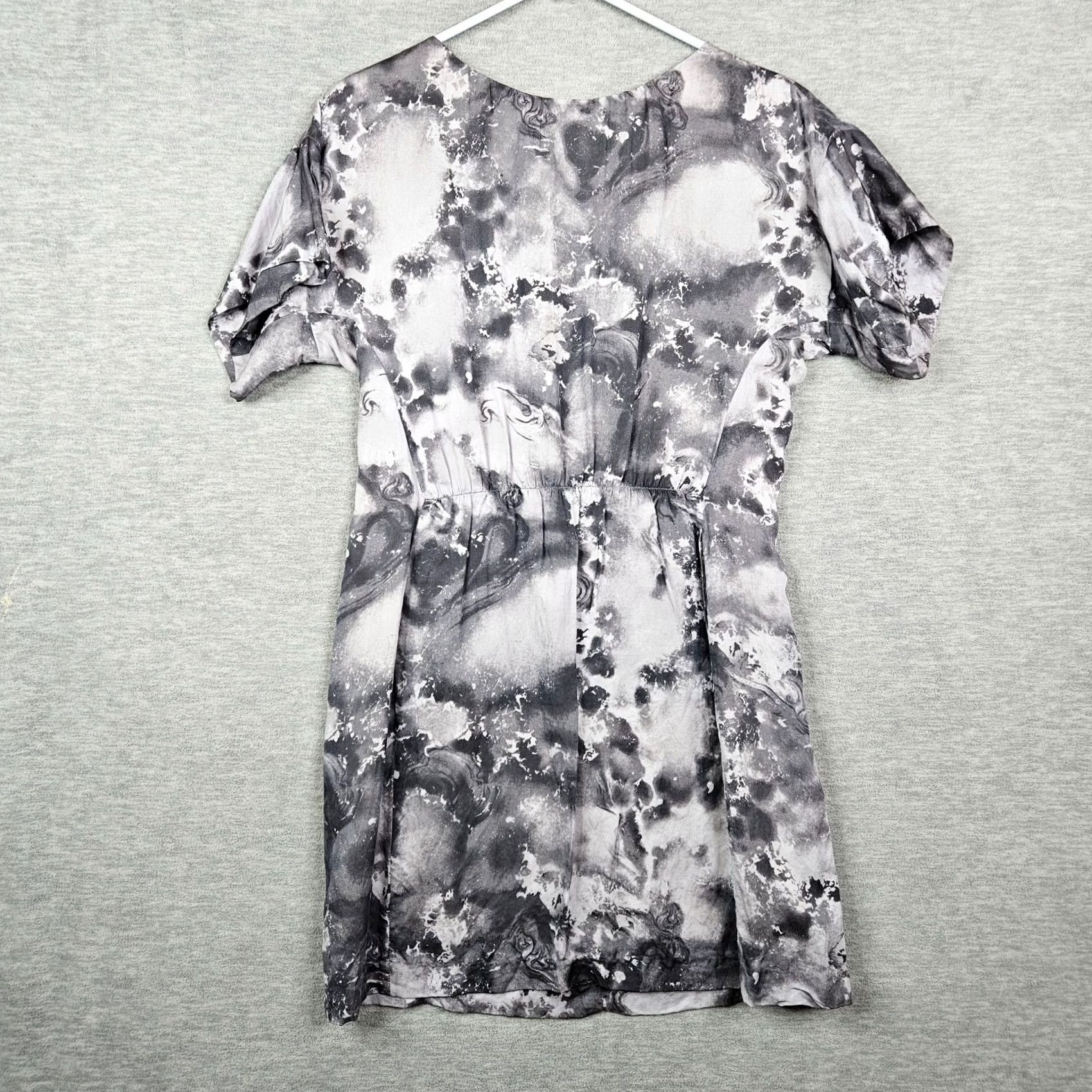 Rag & Bone rag & bone Gray Tie-Dye Print Silk Blend Short Sleeve Dress Sz 6 Back Zipper Dress Size 28" / US 6 / IT 42 - 2 Thumbnail