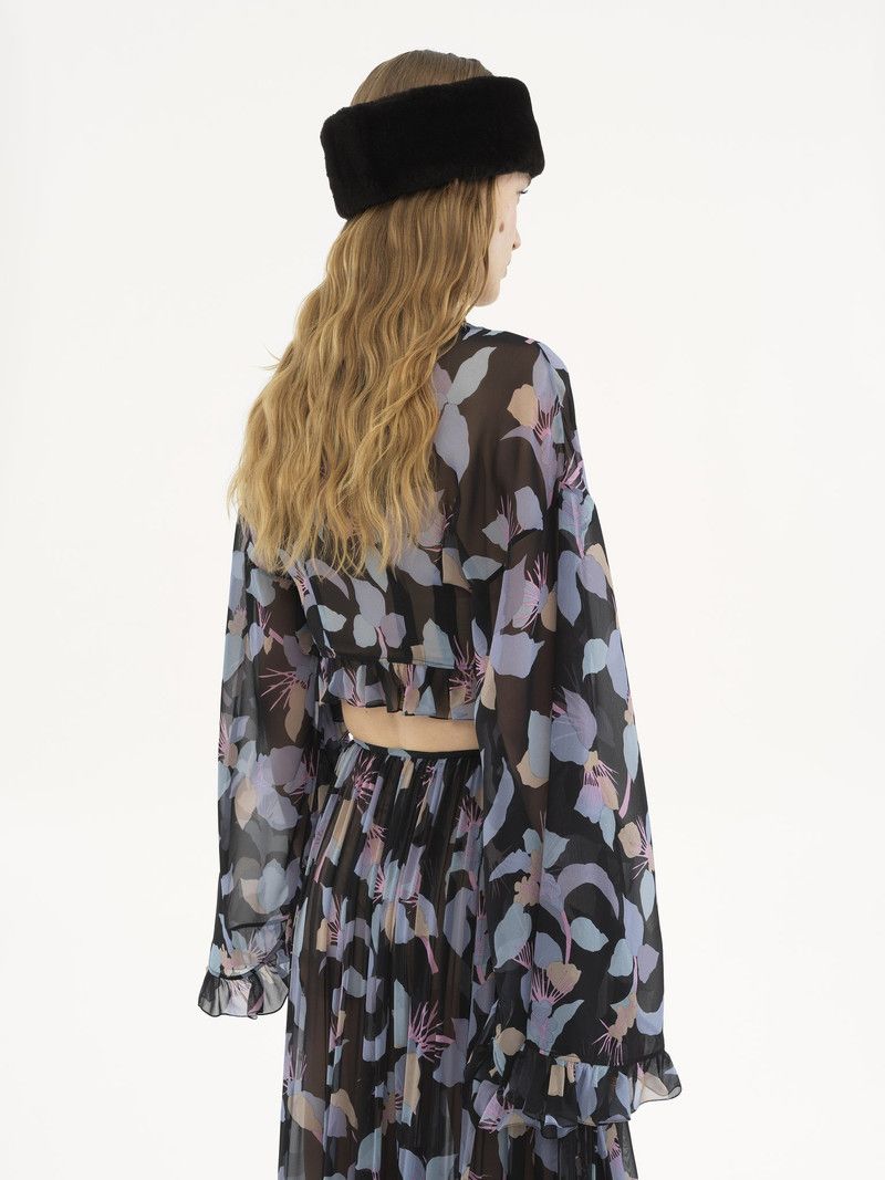 Chloe o1loc1c11125 Cropped V-neck Silk Top in Multicolor Size XS / US 0-2 / IT 36-38 - 5 Thumbnail