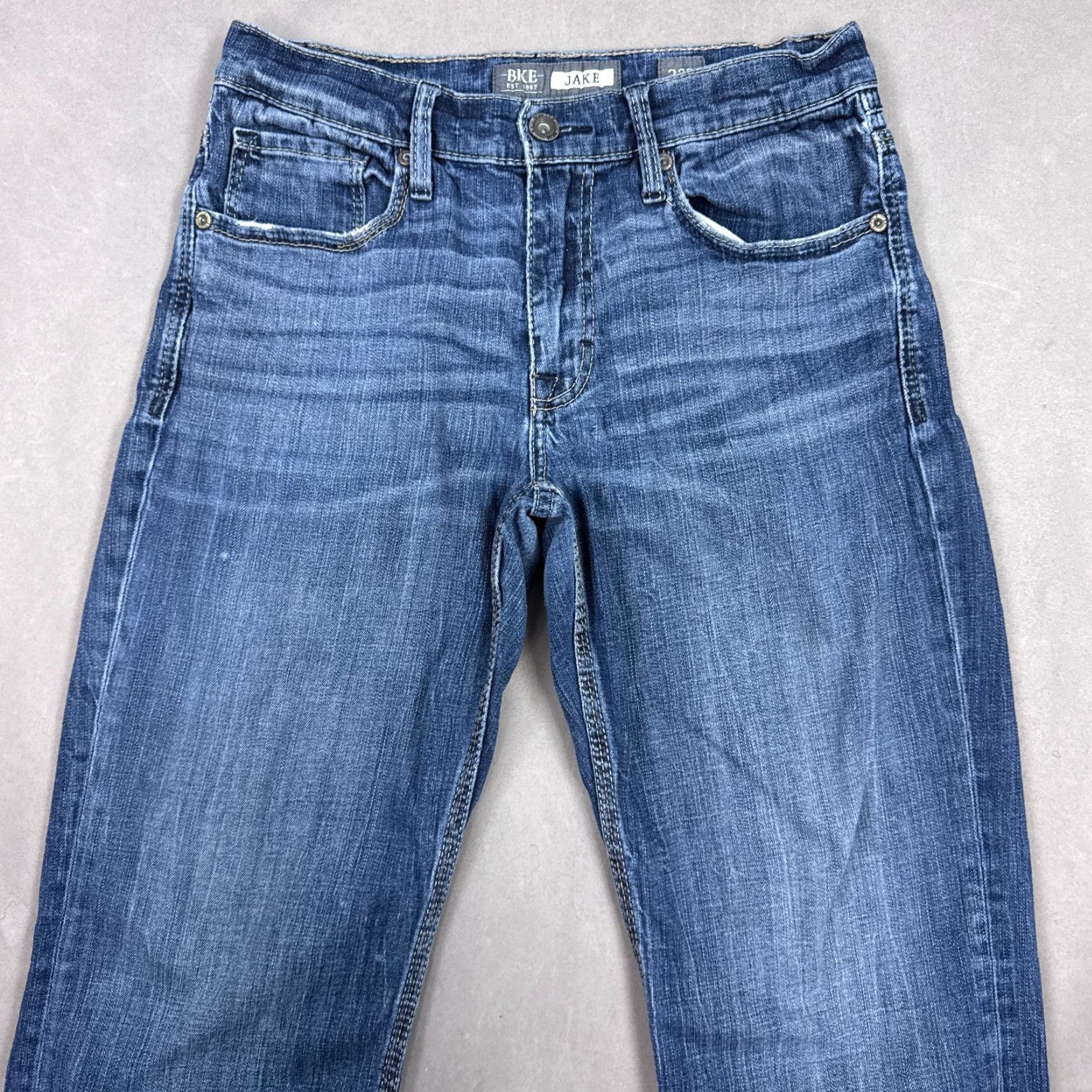 Vintage Buckle BKE Jeans Mens 30x32 Blue Jake Denim Pant Distress Washout Faded Tag32R Size US 32 / EU 48 - 2 Thumbnail