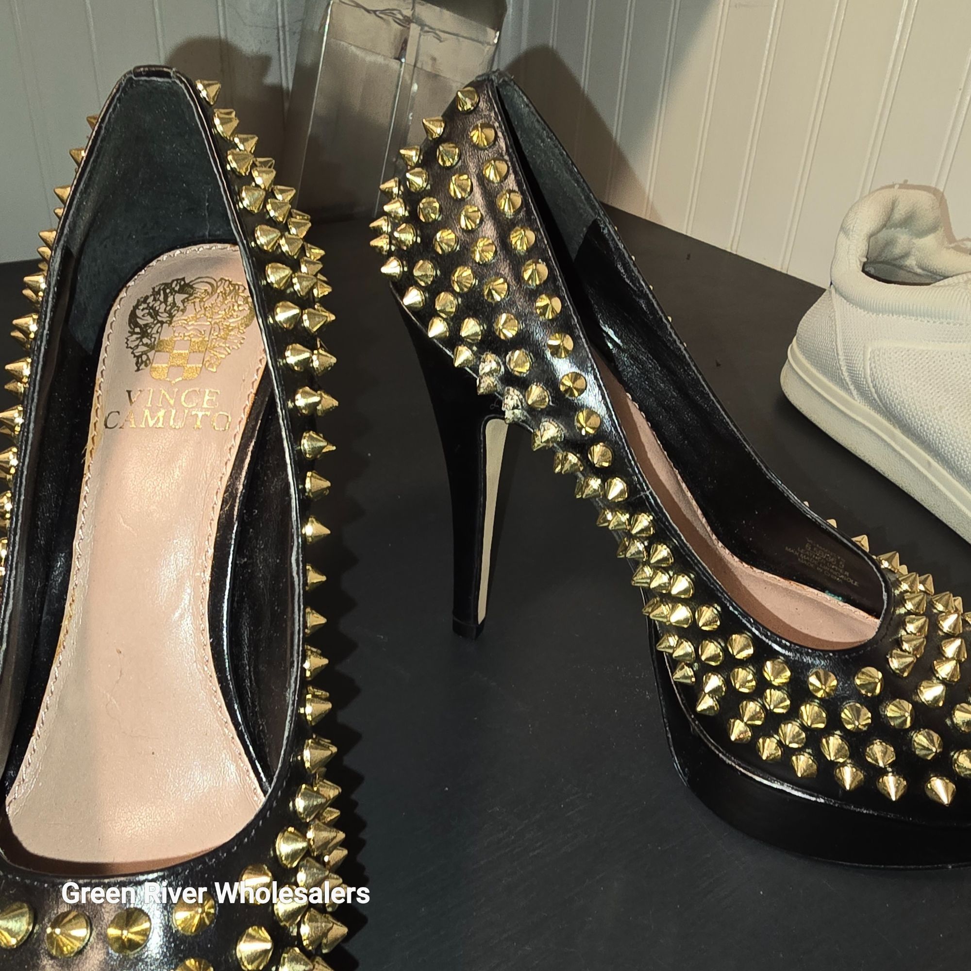 Designer Vince Camuto Madelyn Gold Spike Heels Shoes 6.5 Sexy Hot Rol Size US 6.5 / IT 36.5 - 11 Thumbnail