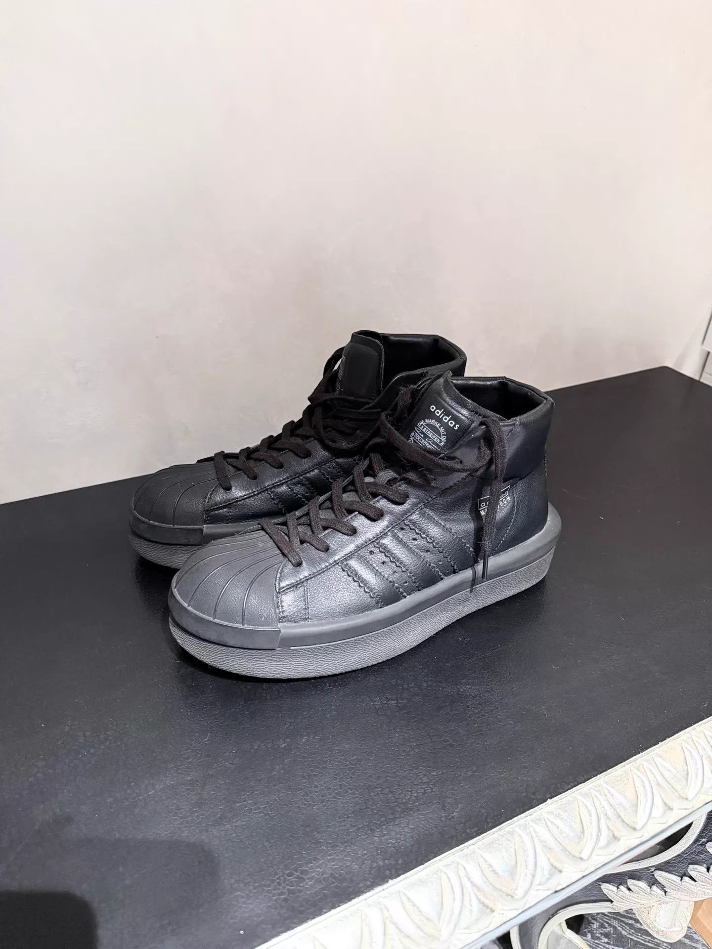 Rick Owens Rick Owens x Adidas 16FW Black HiTop Shell Toe 42.5 Size US 9.5 / EU 42-43 - 1 Thumbnail