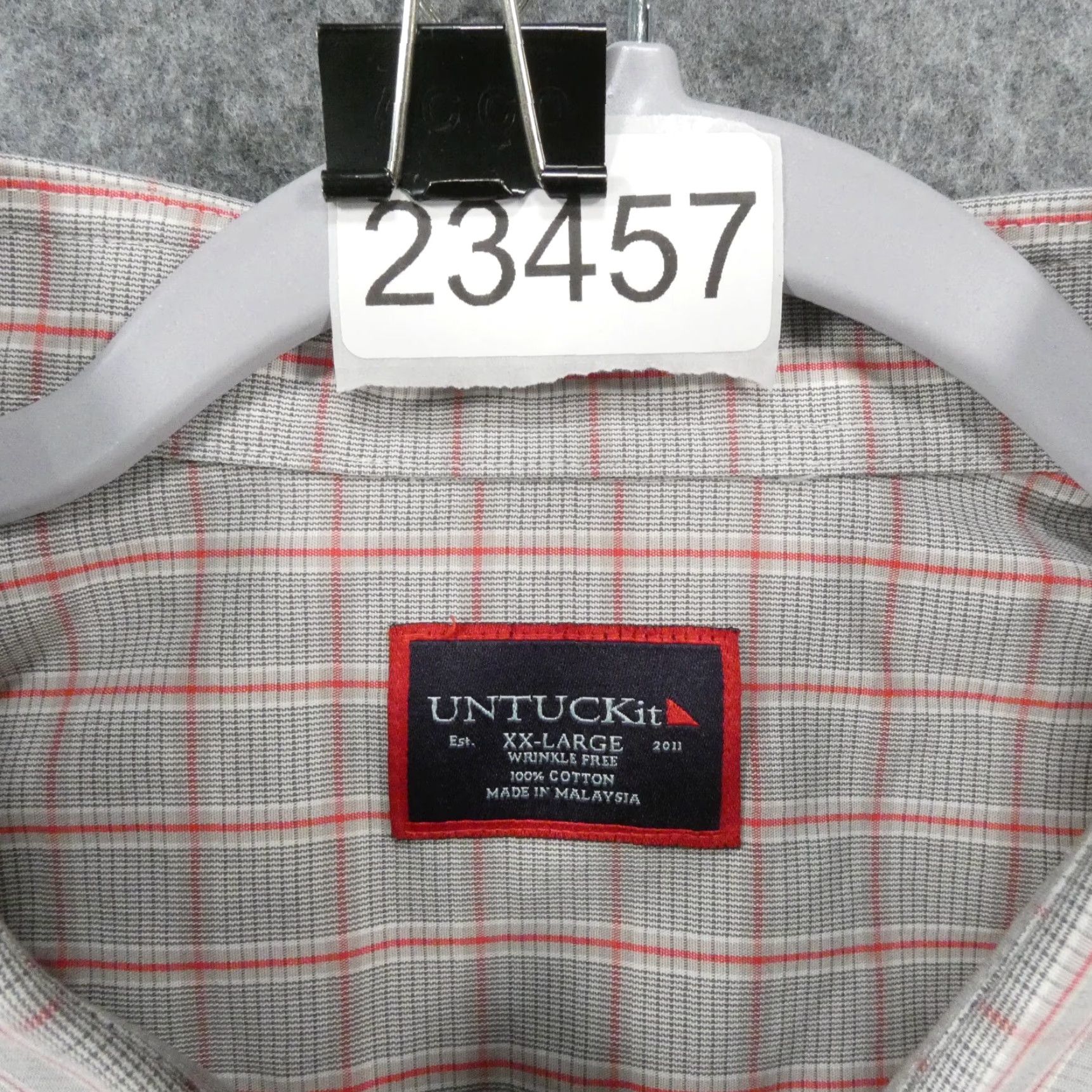 UNTUCKit UNTUCKit Shirt Mens 2XL Long Sleeve Button-Up Gray Plaid Size US XXL / EU 58 / 5 - 7 Thumbnail