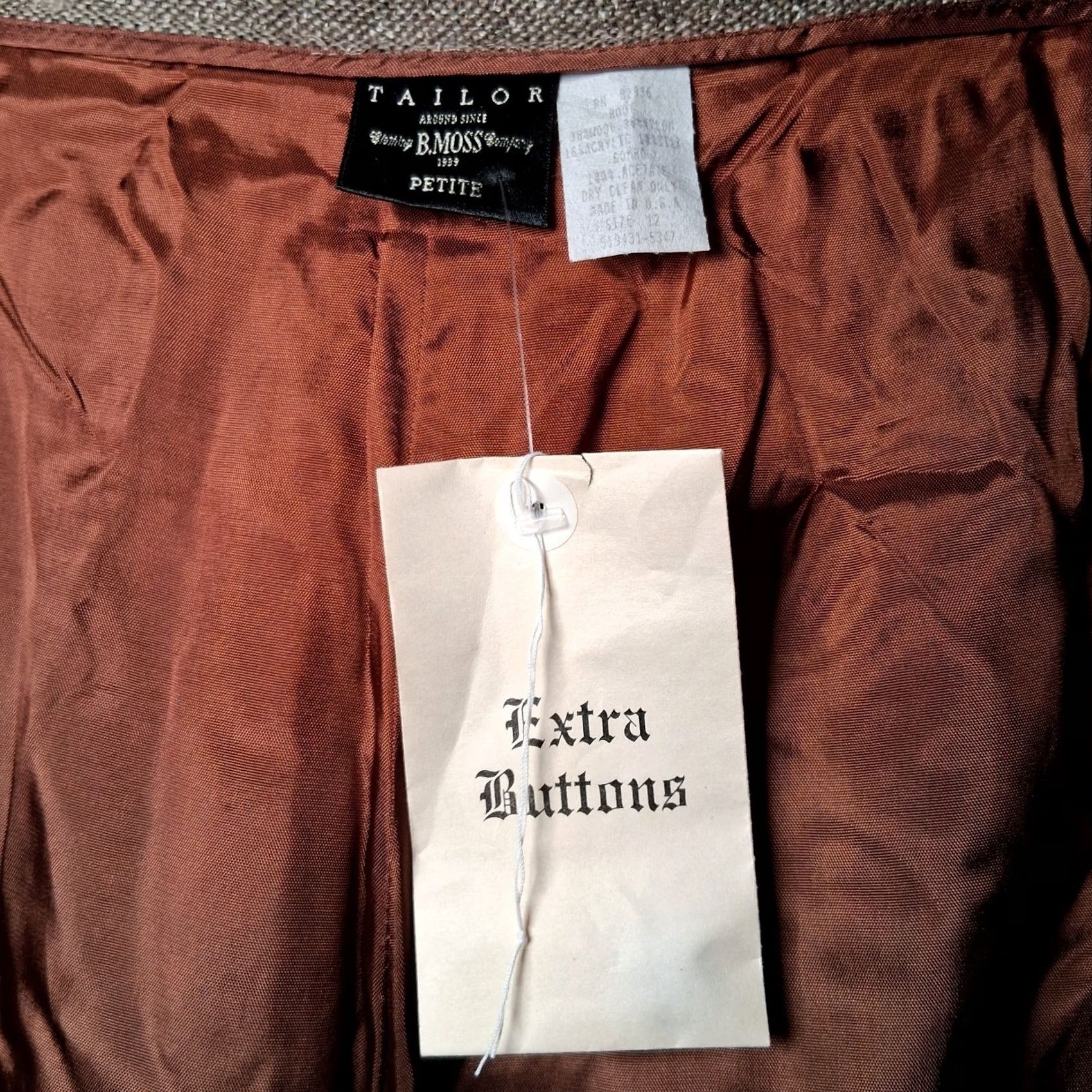 Vintage VINTAGE B. Moss Pants 12 Petite Brown Wool Blend Tweed NEW Pleated Lined Size 34" / US 12 / IT 48 - 7 Thumbnail