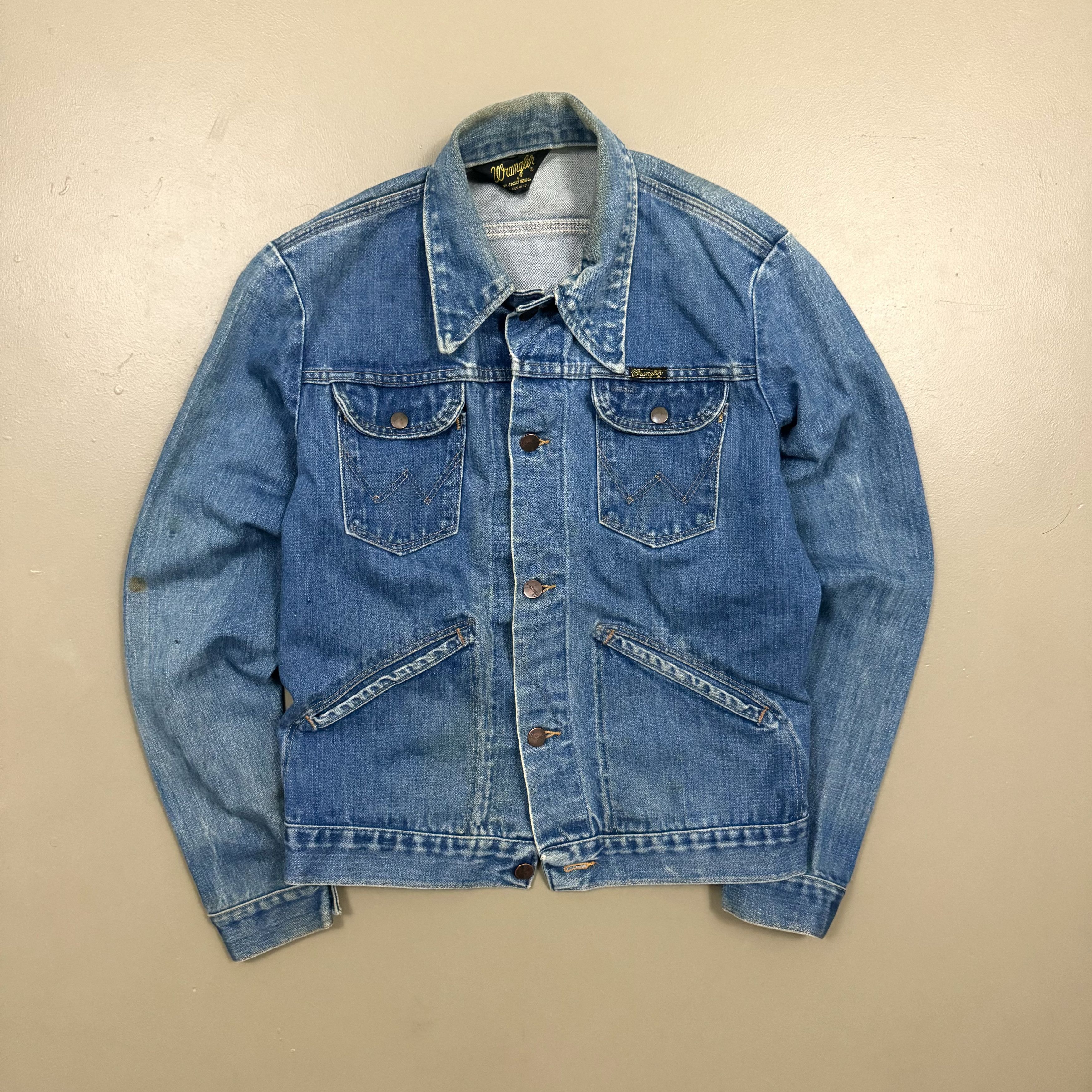 image of Made In USA x Vintage VTG 70's Wrangler Trucker Cowboy Denim Jacket No Faults, Men's (Size Medium)